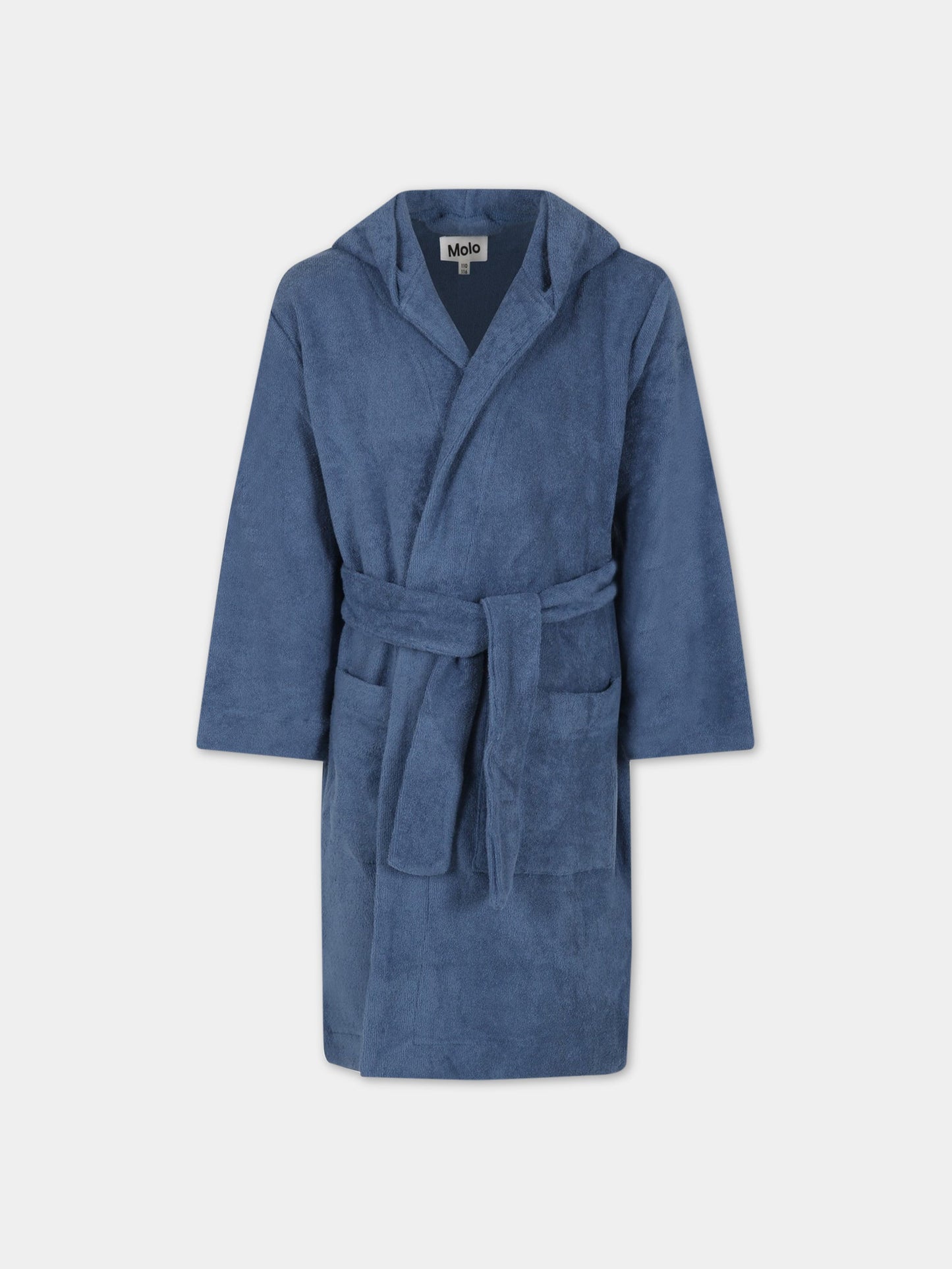 Accappatoio blu per bambino con patch logato,Molo,7S23W402 8724