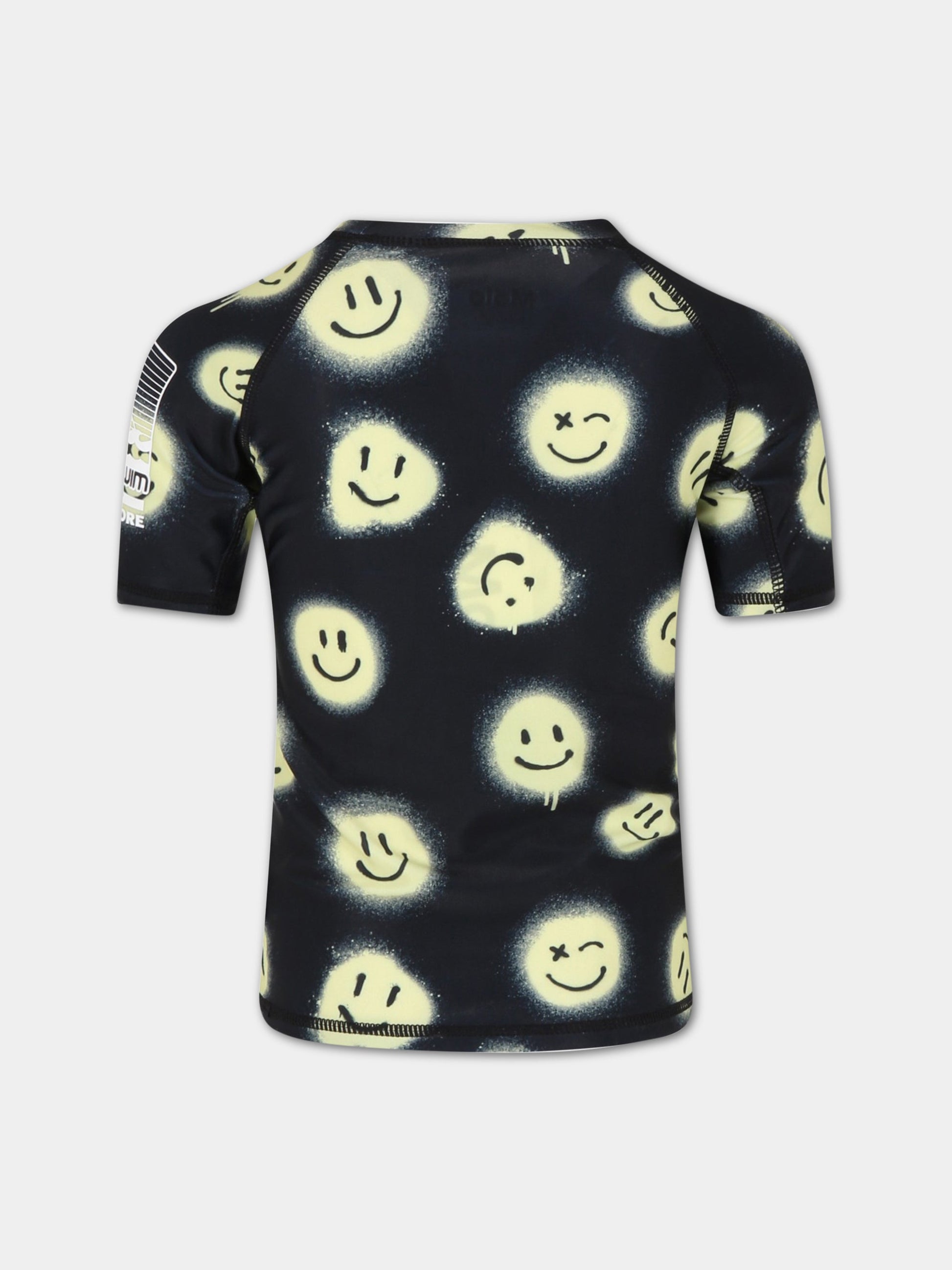 T-shirt nera per bambino con smiley e logo,Molo,8S23P203 6708