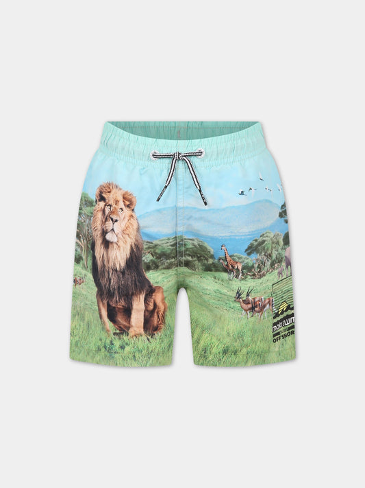 Boxer mare per bambino con animali, alberi  e logo,Molo,8S23P404 7914