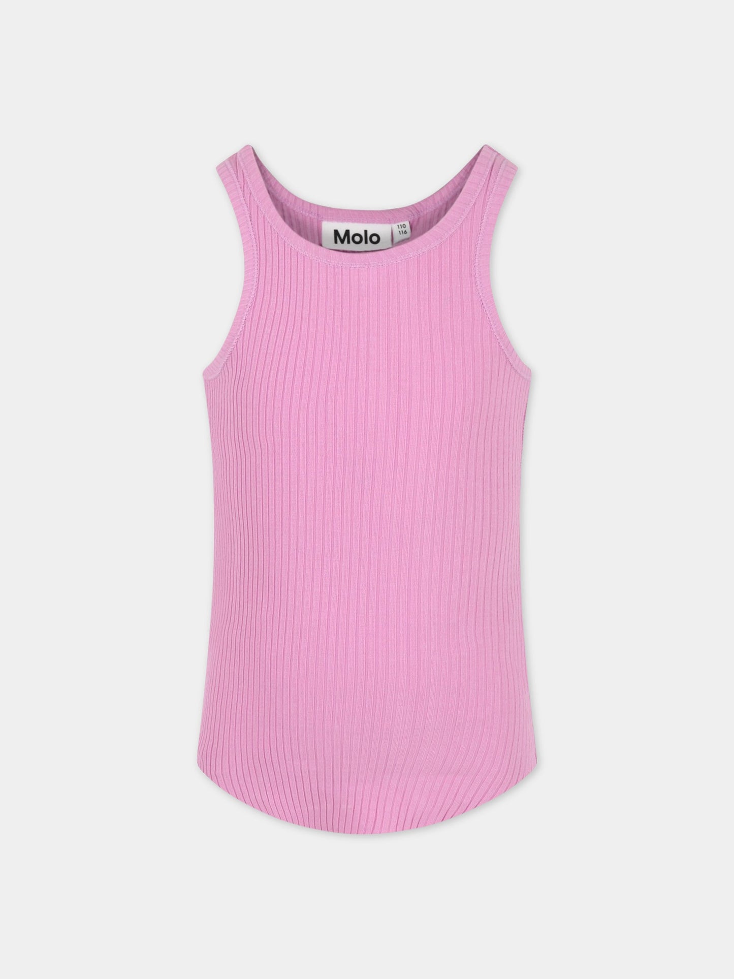 Canotta rosa per bambina con patch logato,Molo,2S23A107 8706