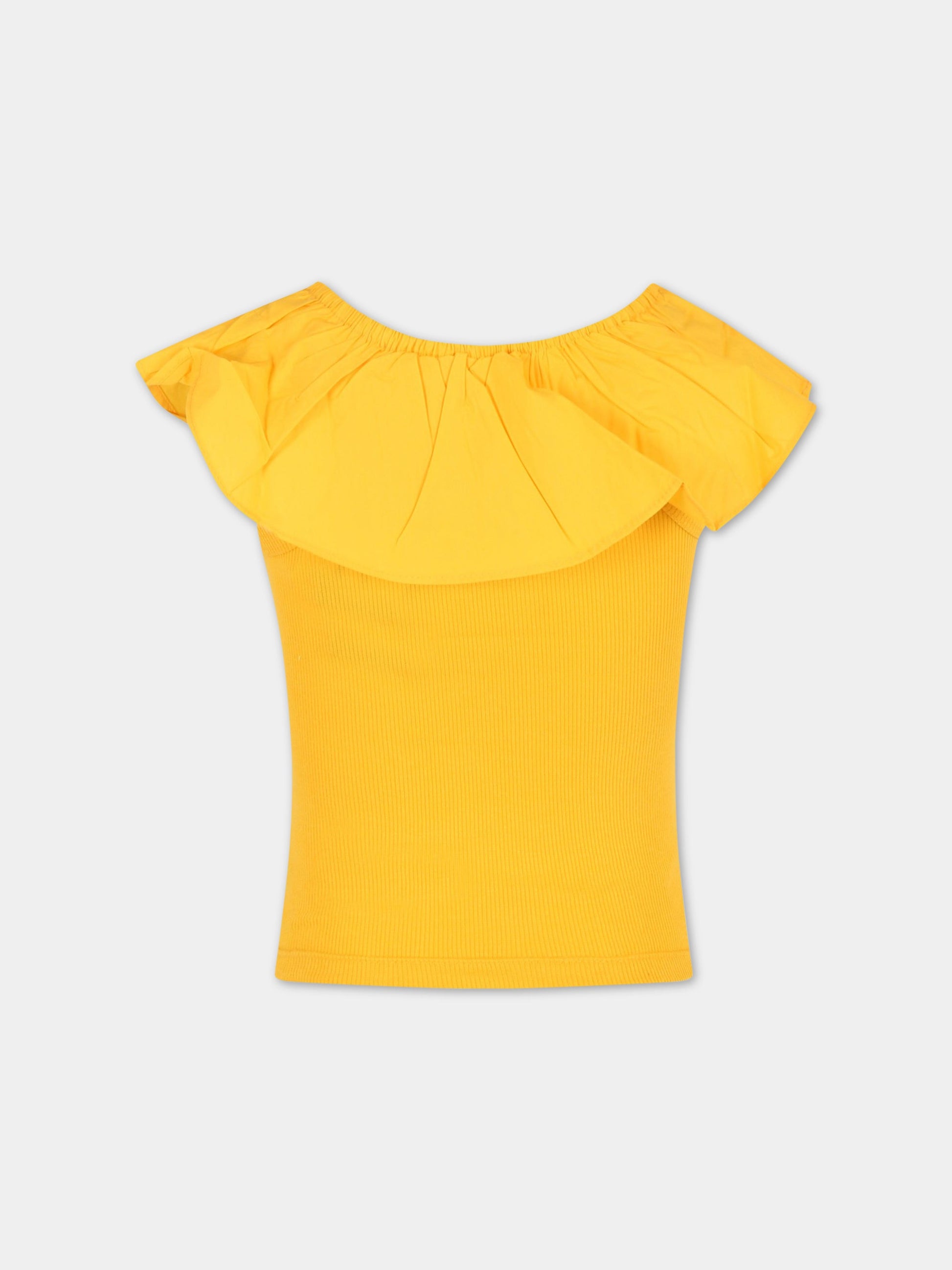 Top giallo per bambina con rouches,Molo,2S23A110 8704