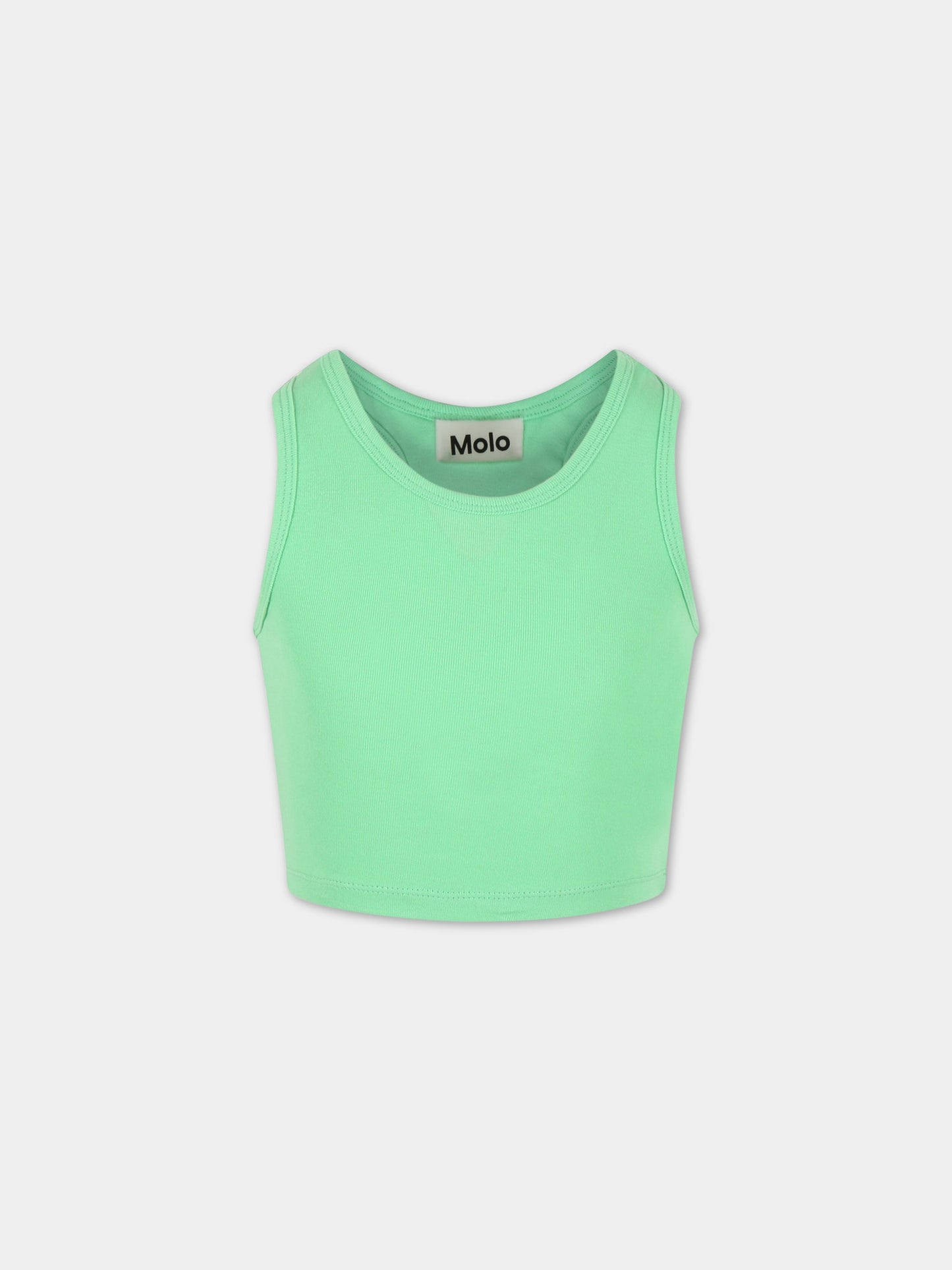 Canotta verde per bambina con patch logato,Molo,2S23A112 8713