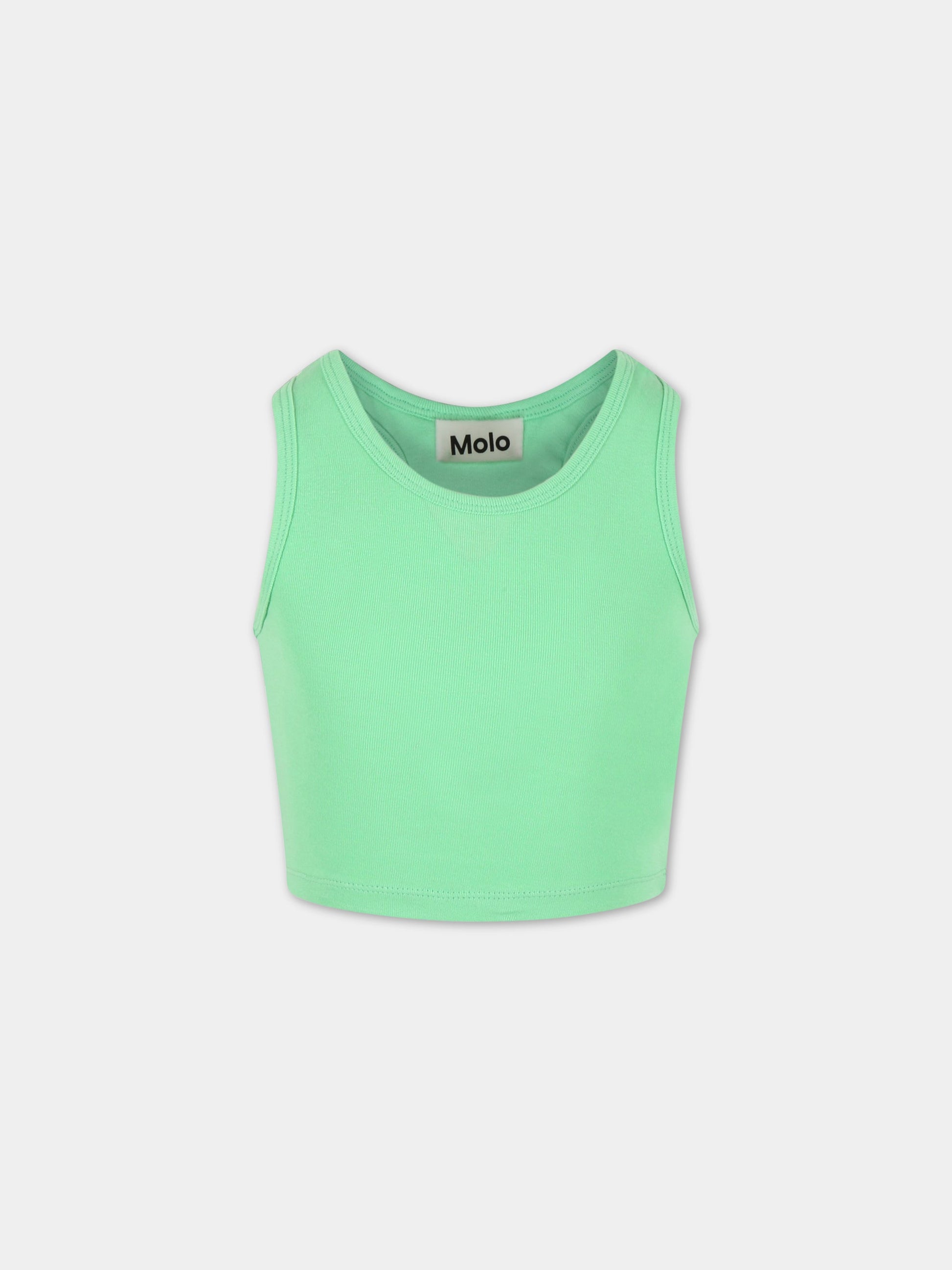 Canotta verde per bambina con patch logato,Molo,2S23A112 8713