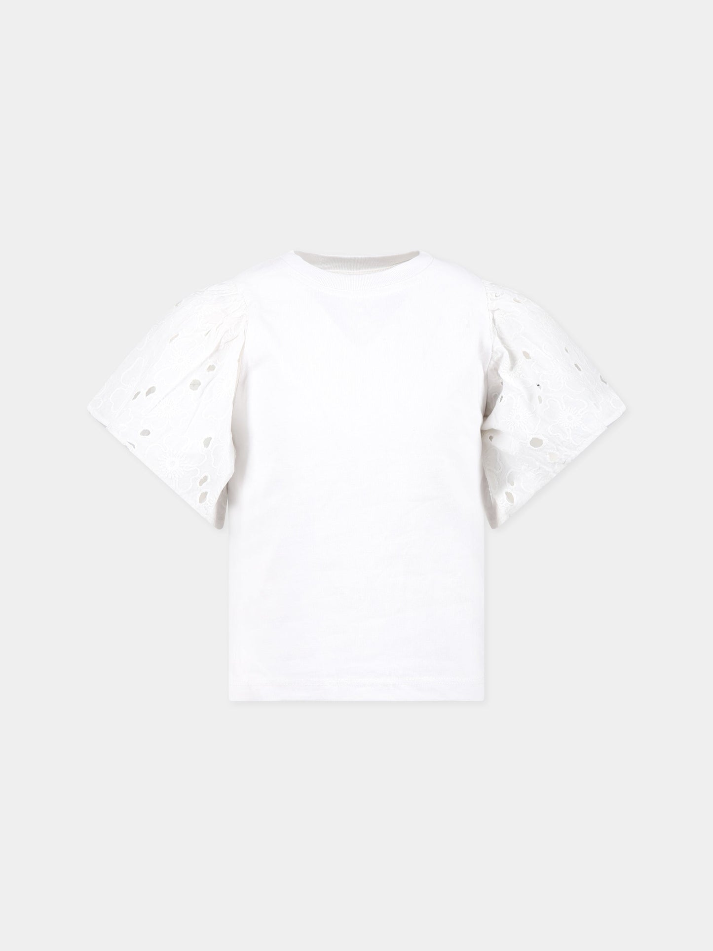 T-shirt bianca per bambina con rouches,Molo,2S23A204 0000