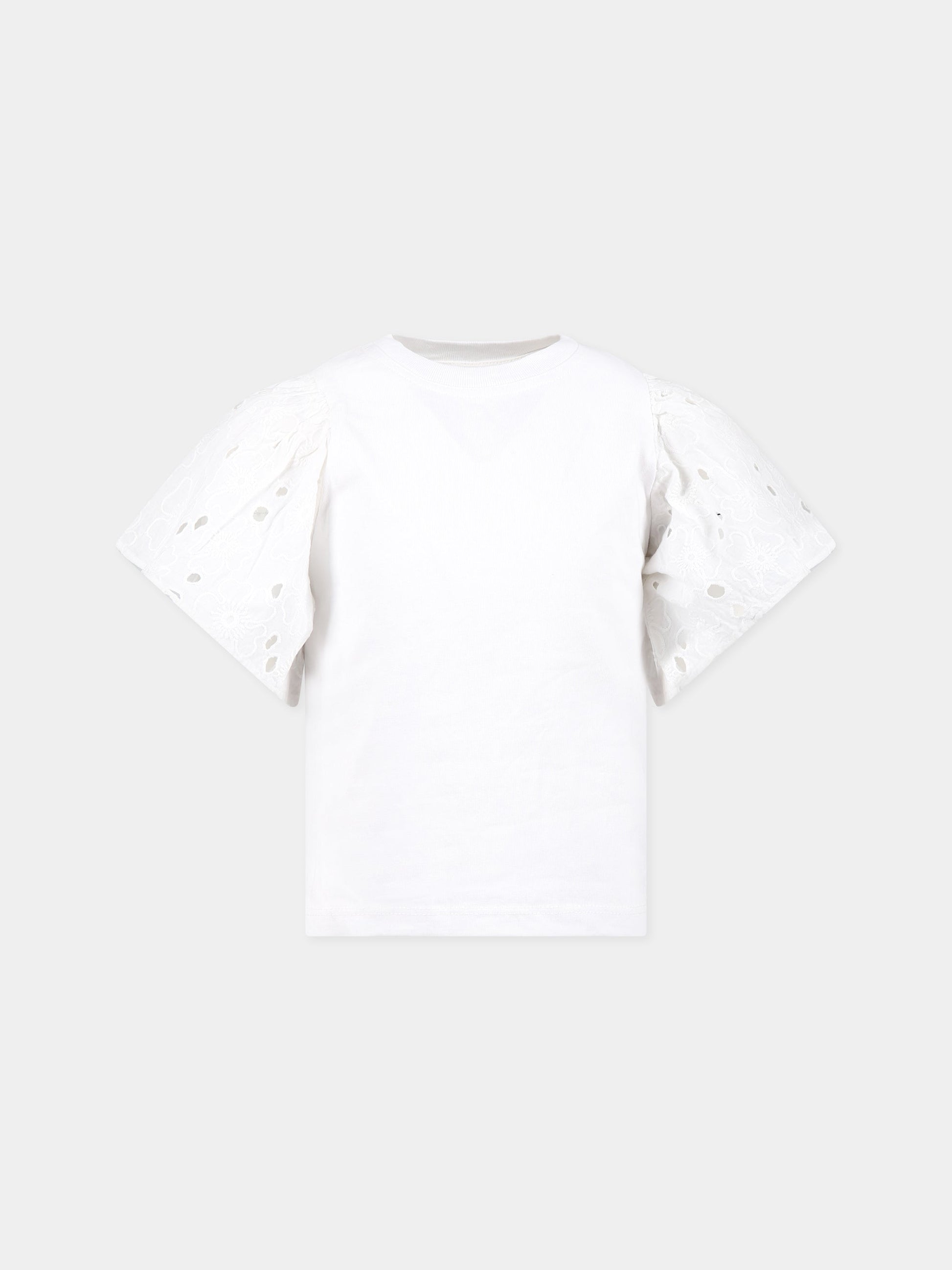 T-shirt bianca per bambina con rouches,Molo,2S23A204 0000