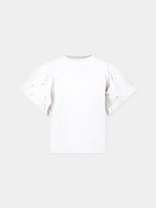 T-shirt bianca per bambina con rouches,Molo,2S23A204 0000