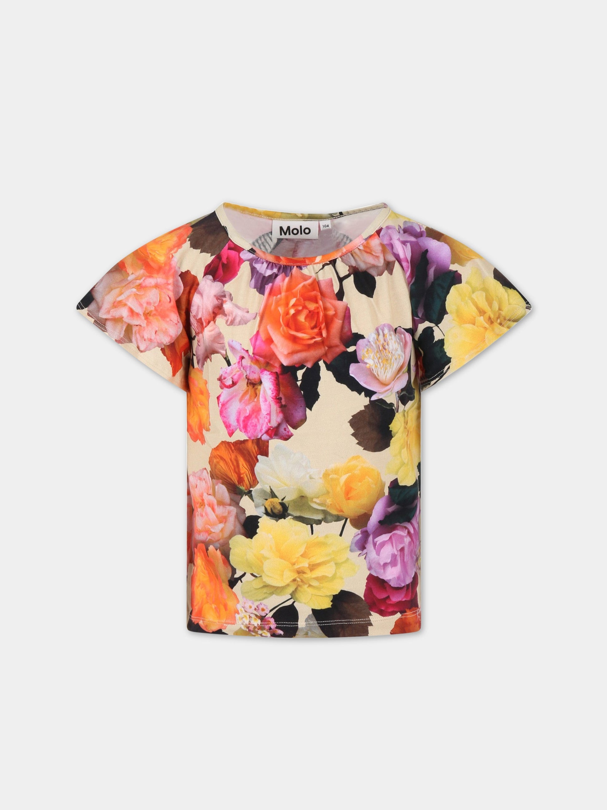 T-shirt multicolor per bambina con logo,Molo,2S23A223 6739