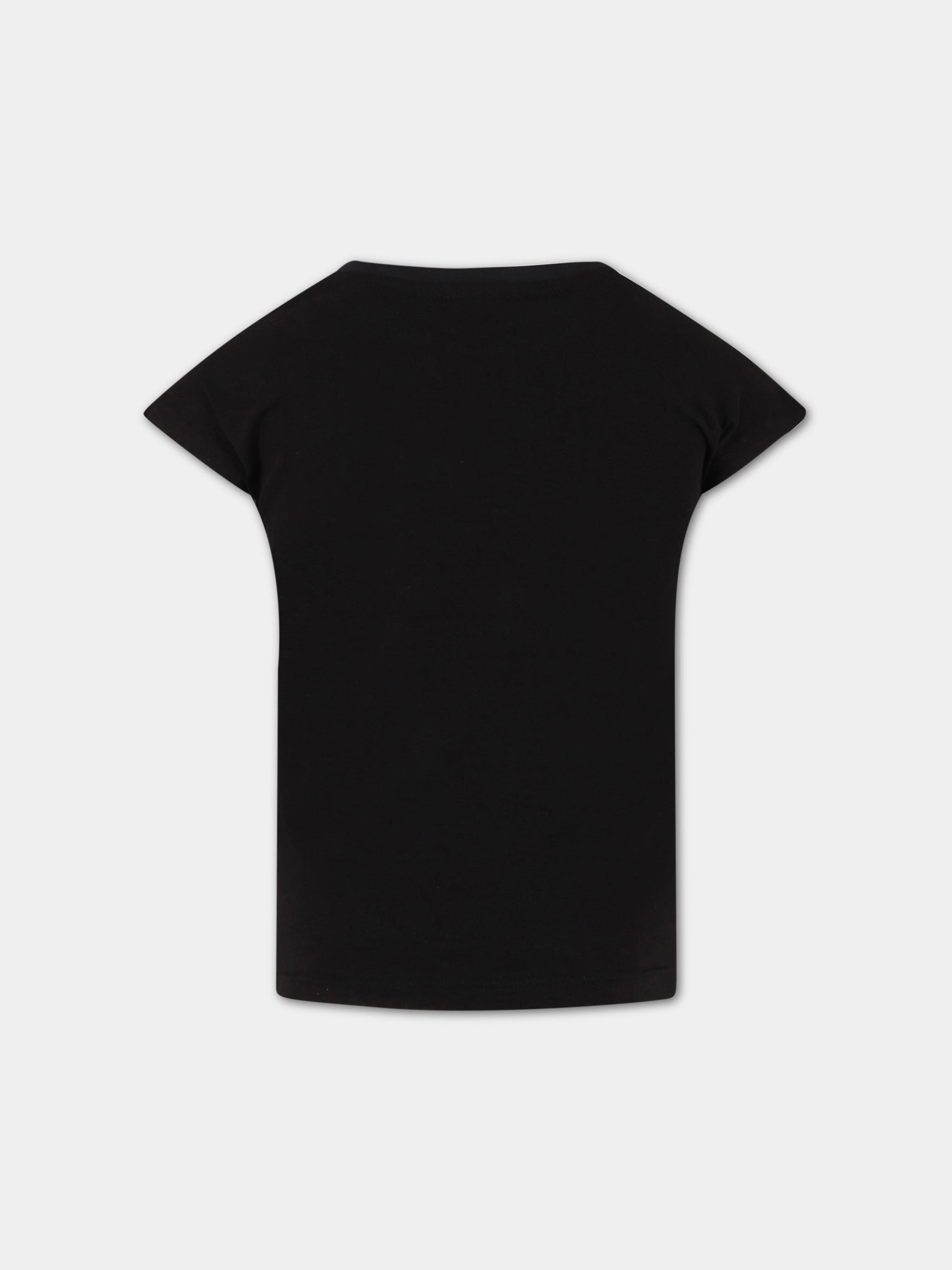 T-shirt nera per bambina con animali,Molo,2S23A226 3235