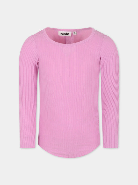 T-shirt rosa per bambina con patch logato,Molo,2S23A401 8706