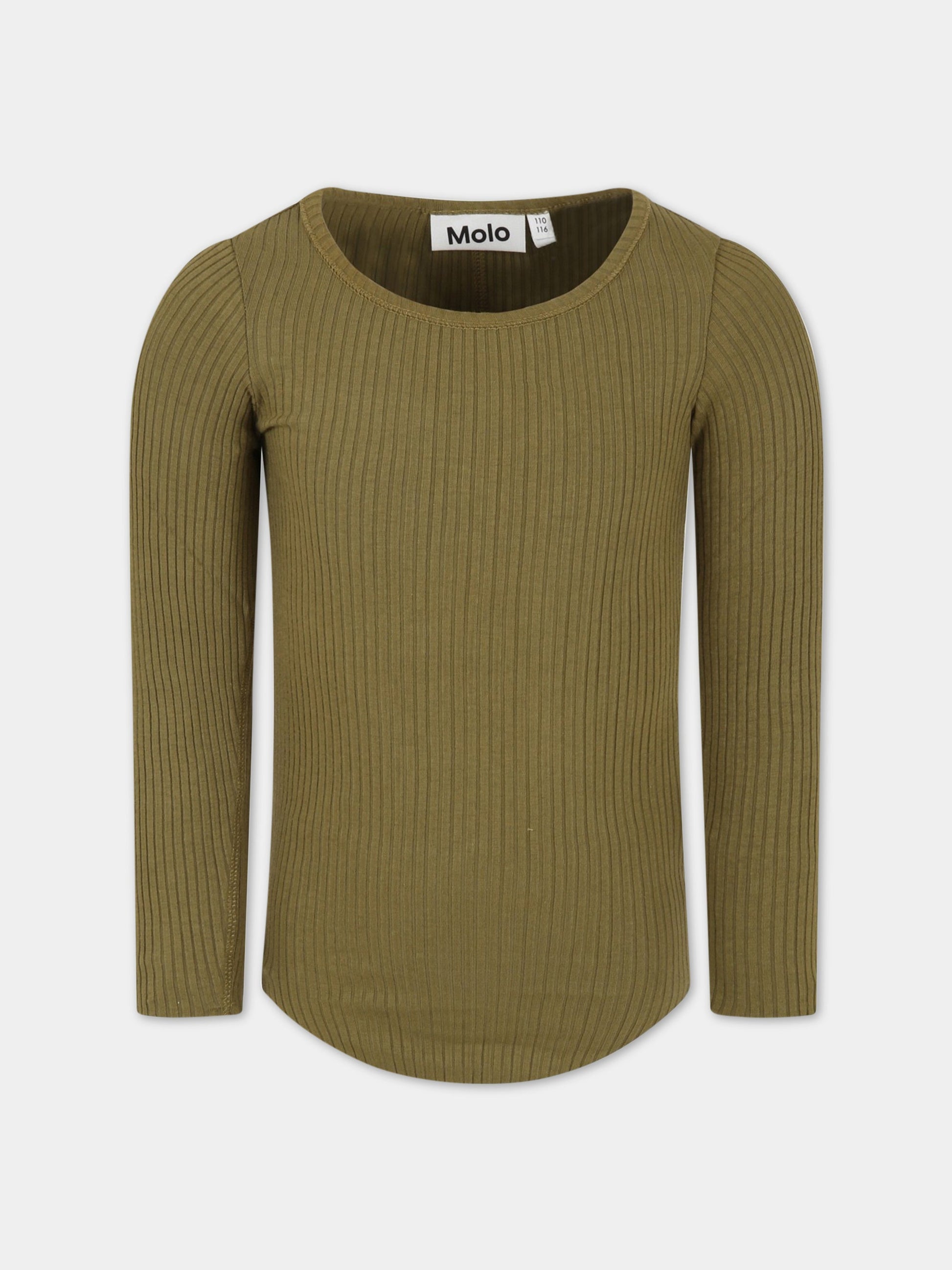 T-shirt verde per bambina con patch logato,Molo,2S23A401 8693