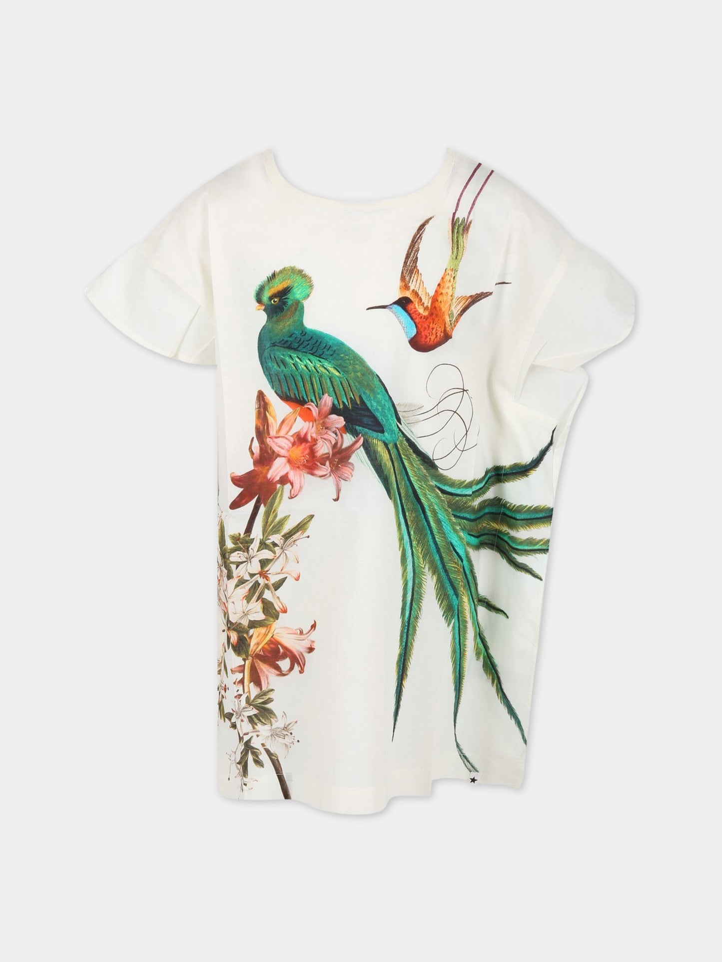Vestito avorio per bambina con stampa Paradise Bird,Molo,2S23E103 7881