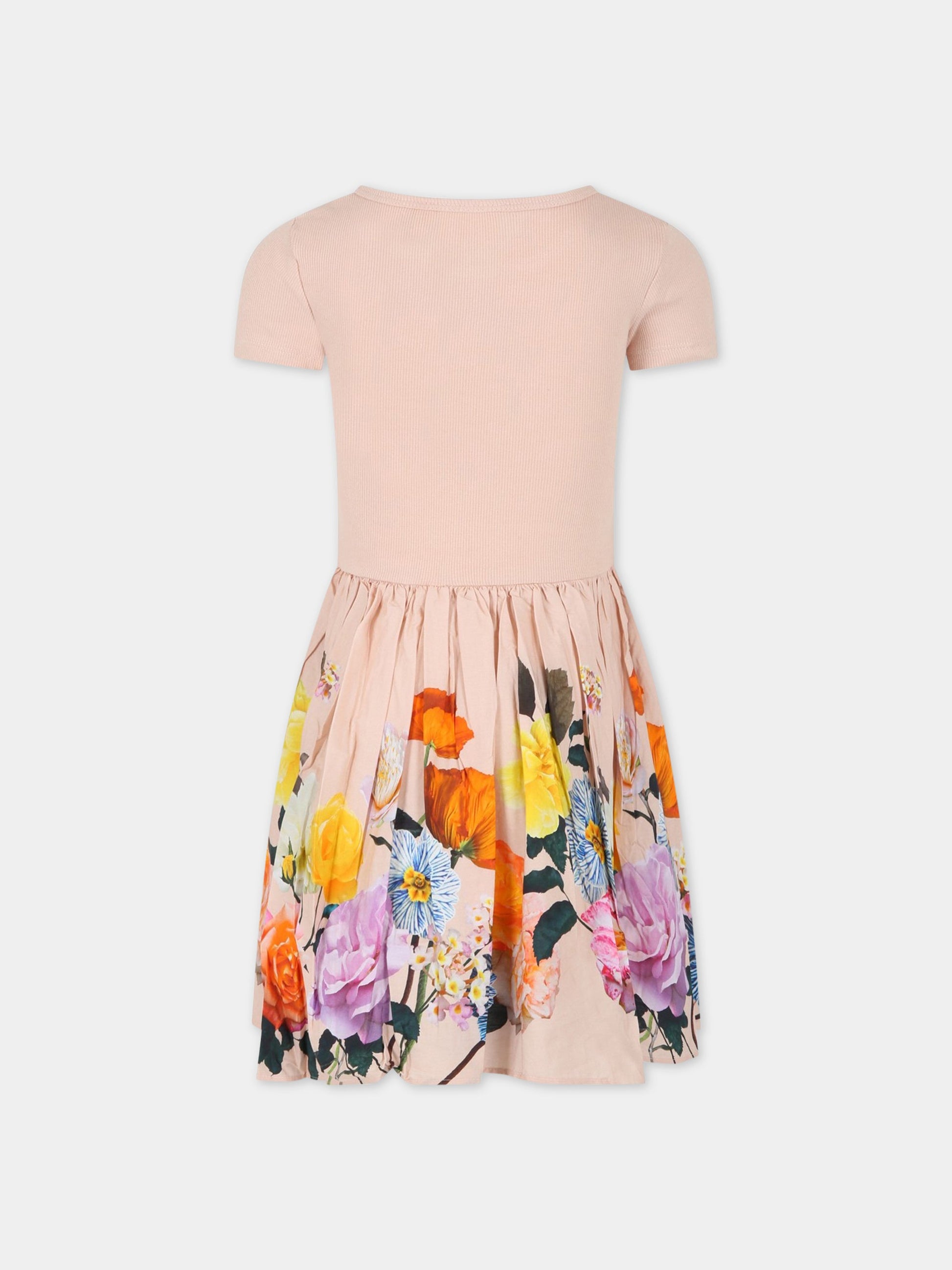 Vestito rosa per bambina con stampa floreale,Molo,2S23E119 7935