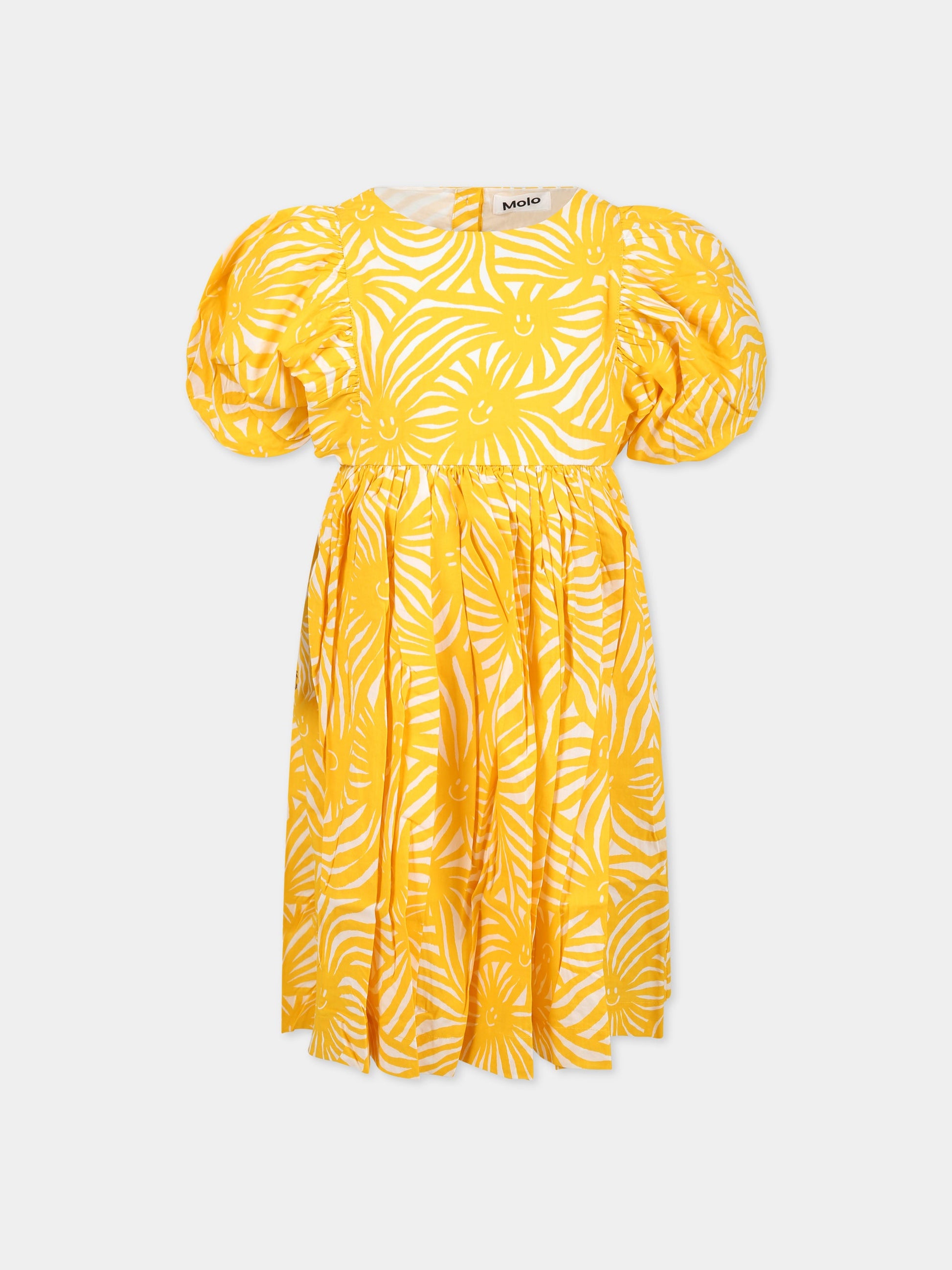 Vestito giallo per bambina con stampa raggi di sole,Molo,2S23E131 6749