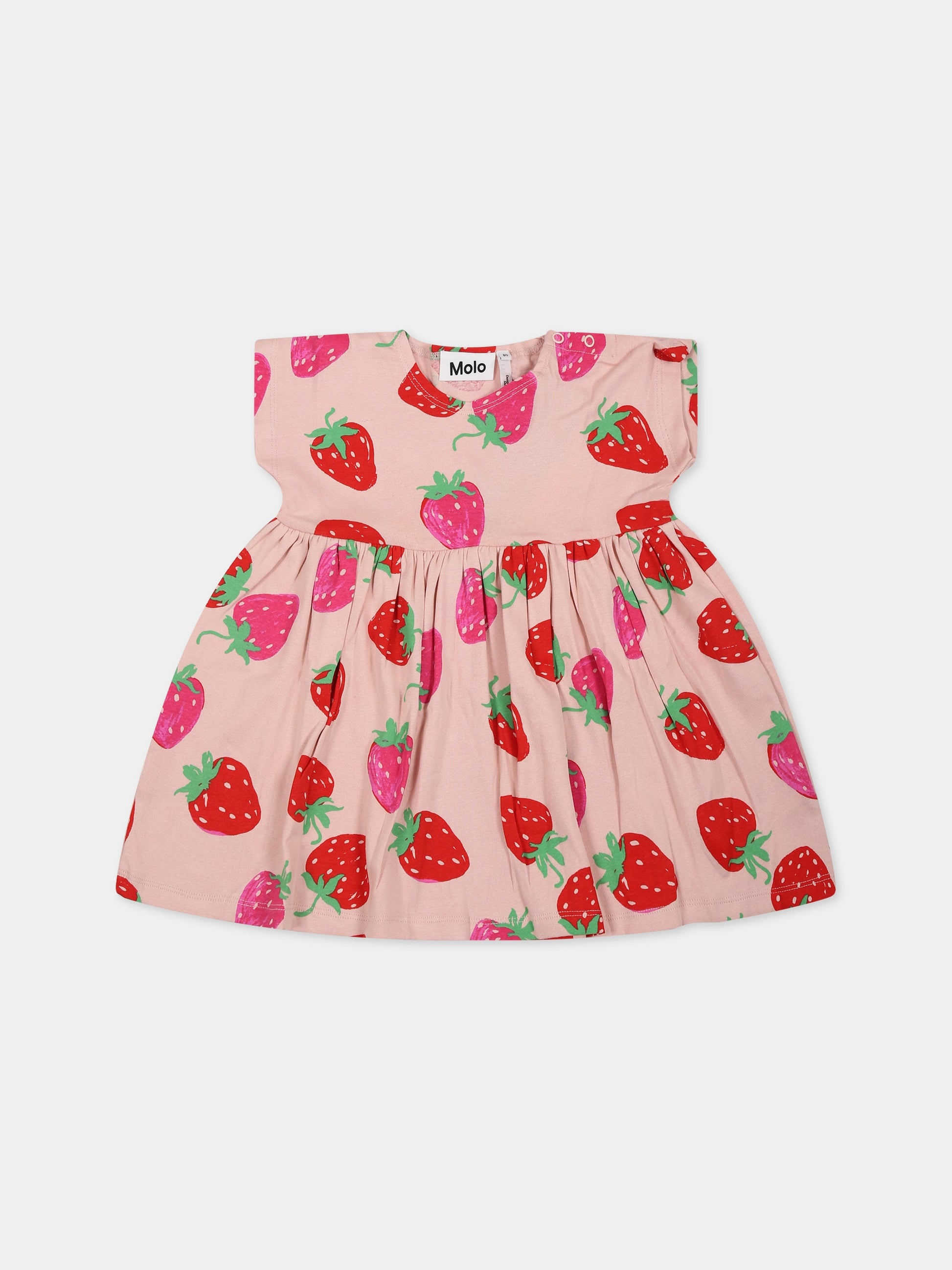 Vestito rosa per neonata con stampa fragole,Molo,4S23E109 6752