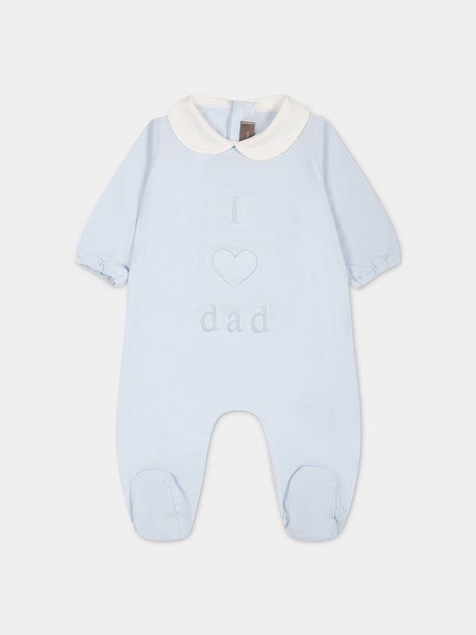 Tutina celeste per neonato con scritta e cuore,Little Bear,6037 CIELO