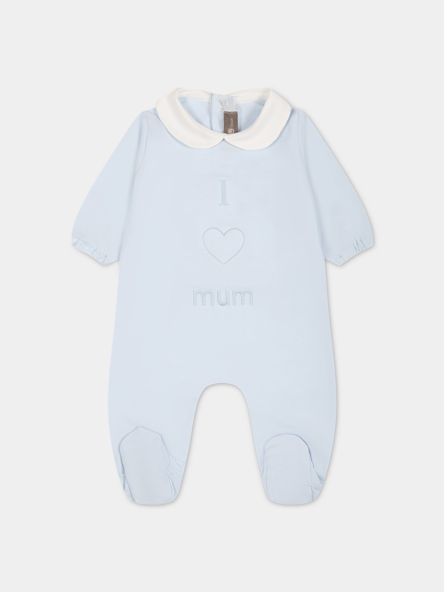 Tutina celeste per neonato con scritta e cuore,Little Bear,6038 CIELO