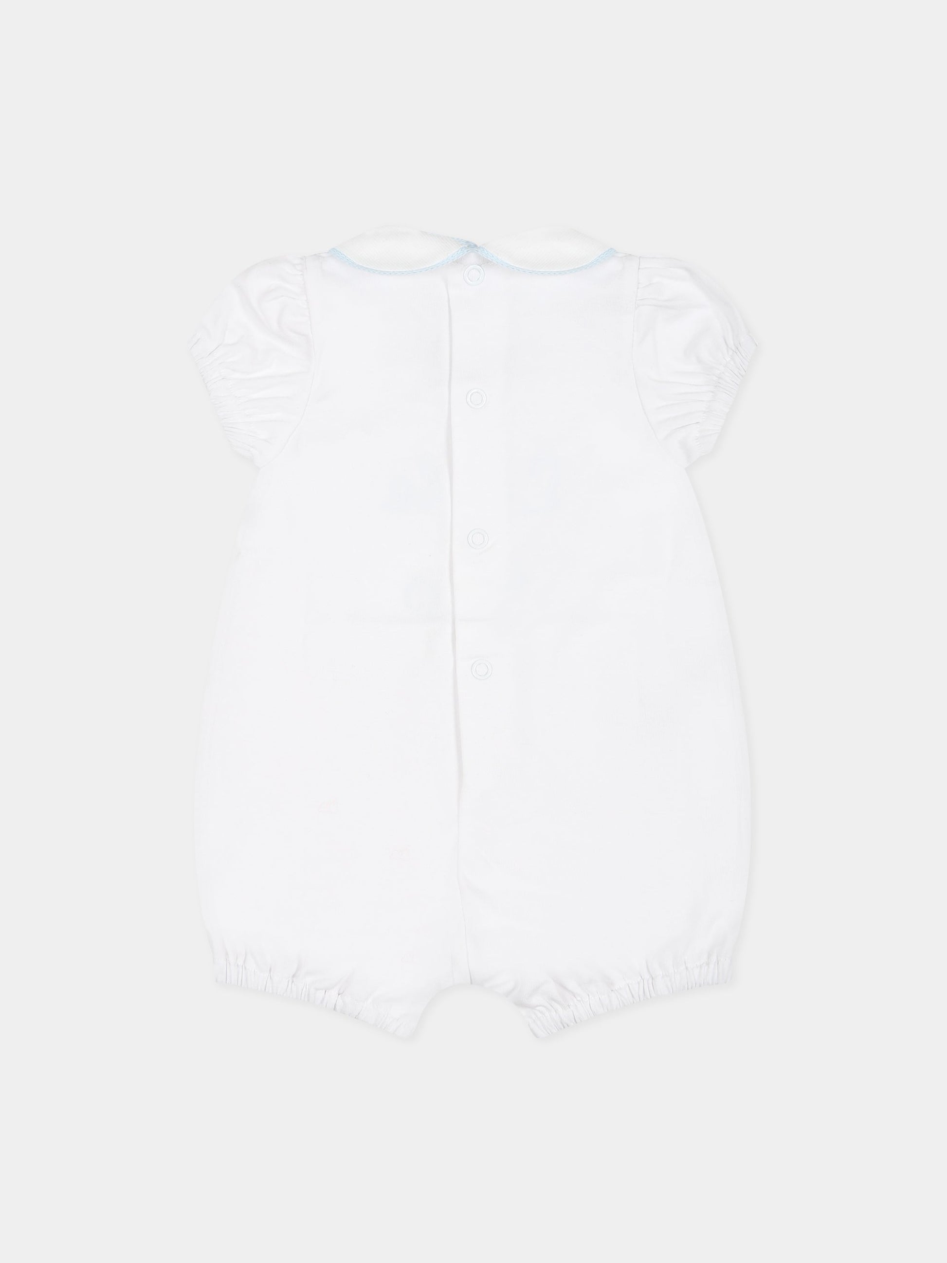 Pagliaccetto bianco per neonato con scritta  Little Bro ,Little Bear,6049 BIANCO/CIELO