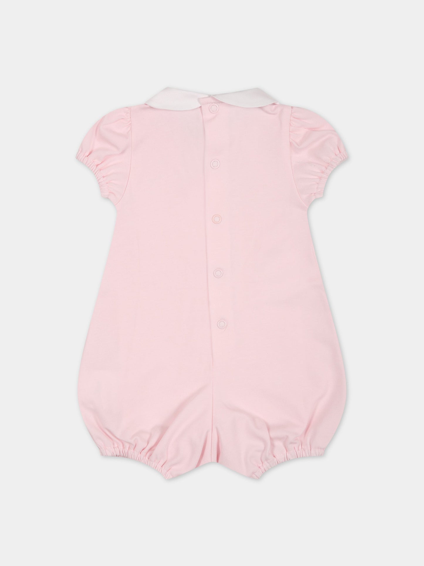 Pagliaccetto rosa per neonata con orso e logo,Little Bear,6048 ROSA