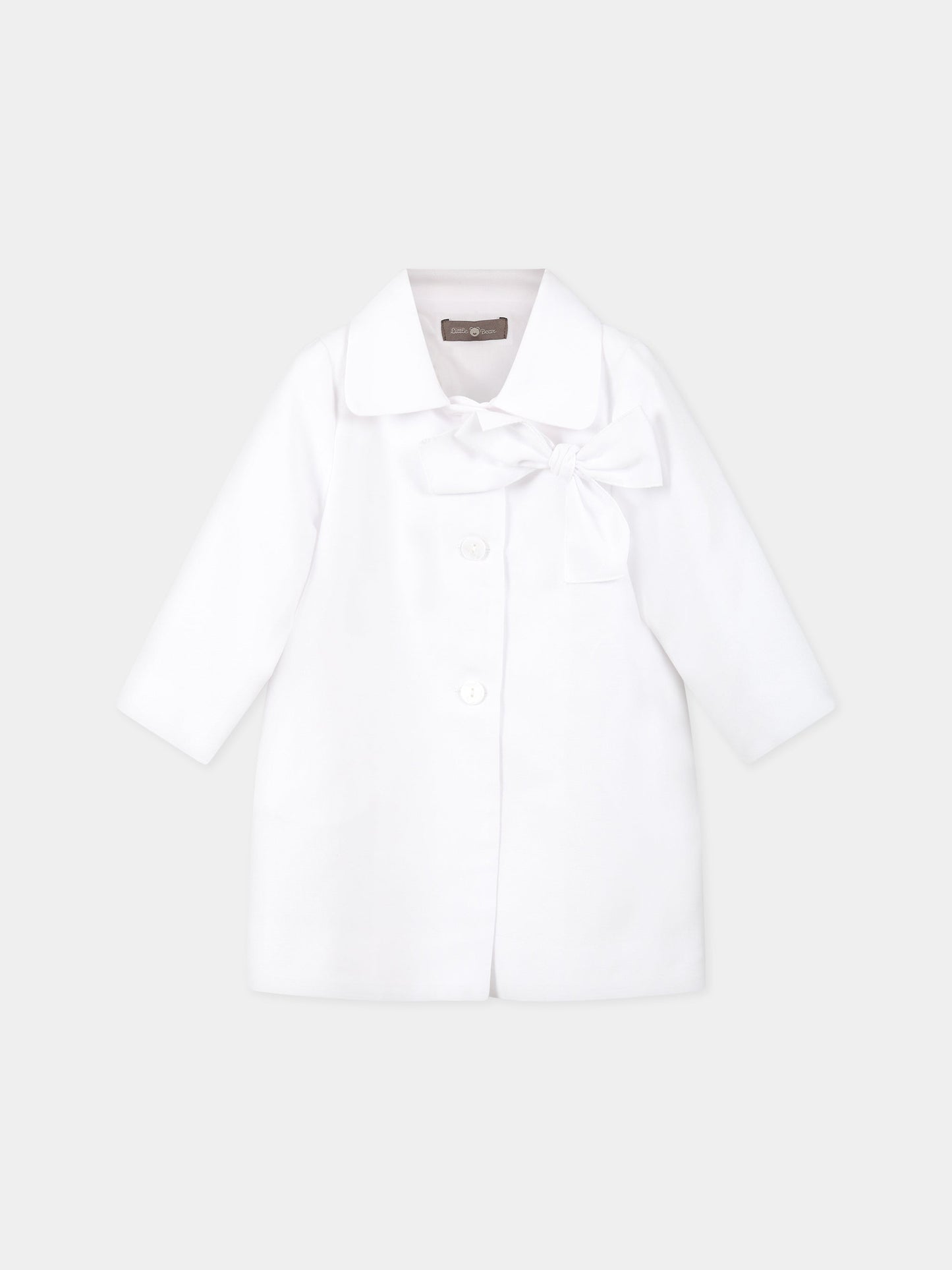Cappotto bianco per neonata con fiocco,Little Bear,6247 BIANCO