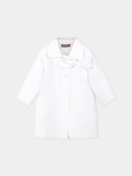 Cappotto bianco per neonata con fiocco,Little Bear,6247 BIANCO