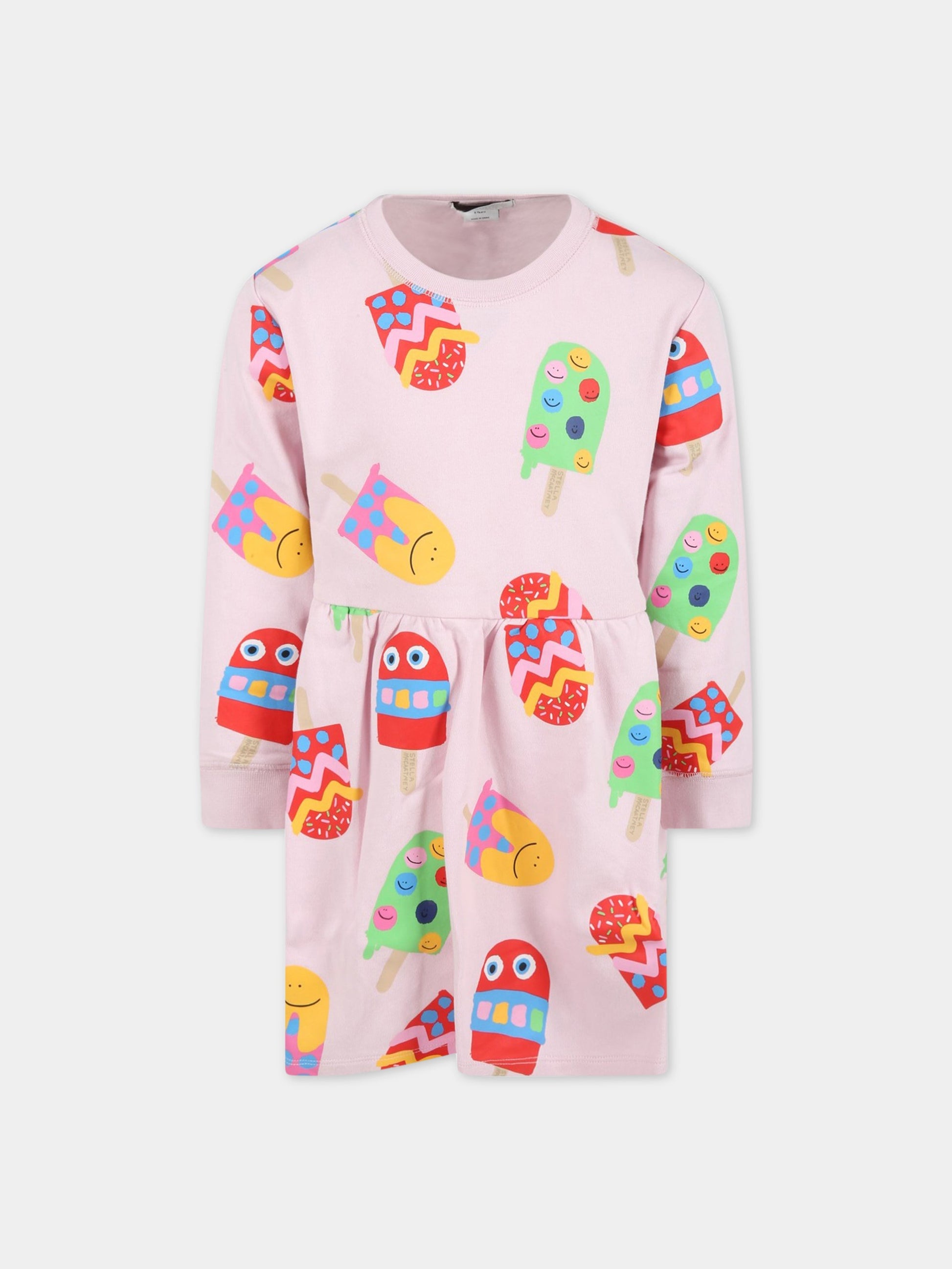 Vestito rosa per bambina con stampe,Stella Mccartney Kids,8Q1AH0 Z0169 500MC