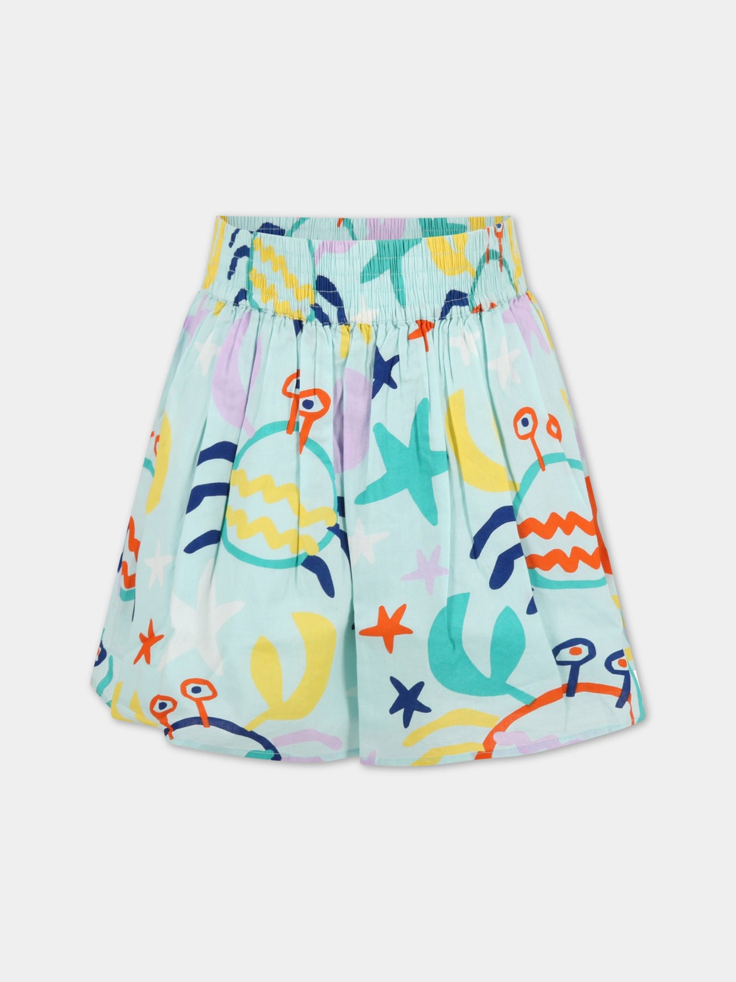 Gonna celeste per bambina con stampe,Stella Mccartney Kids,8Q7AC0 Z0142 607MC