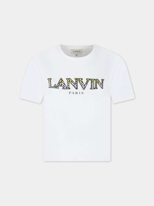 T-shirt bianca per bambina con logo multicolor,Lanvin Petite,N15083 10P