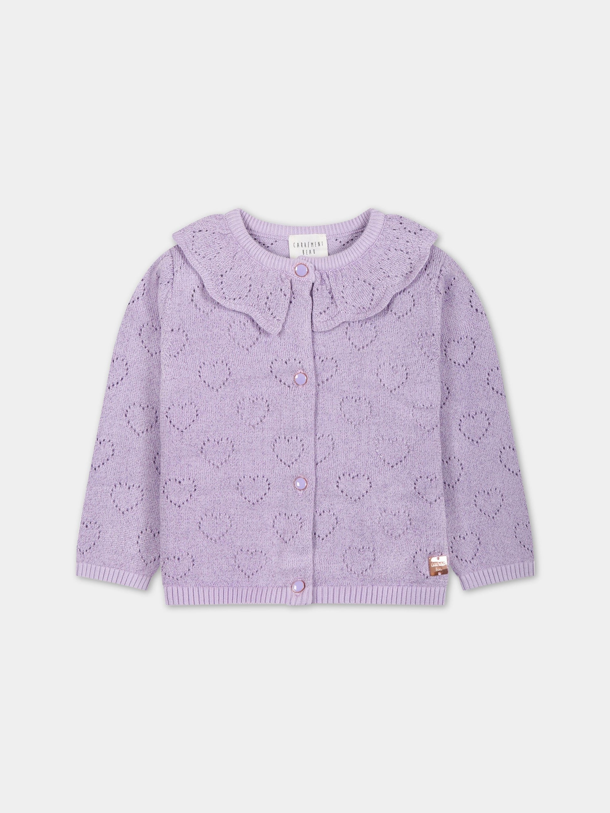 Cardigan lilla per neonata con logo,Carrement Beau,Y05219 935