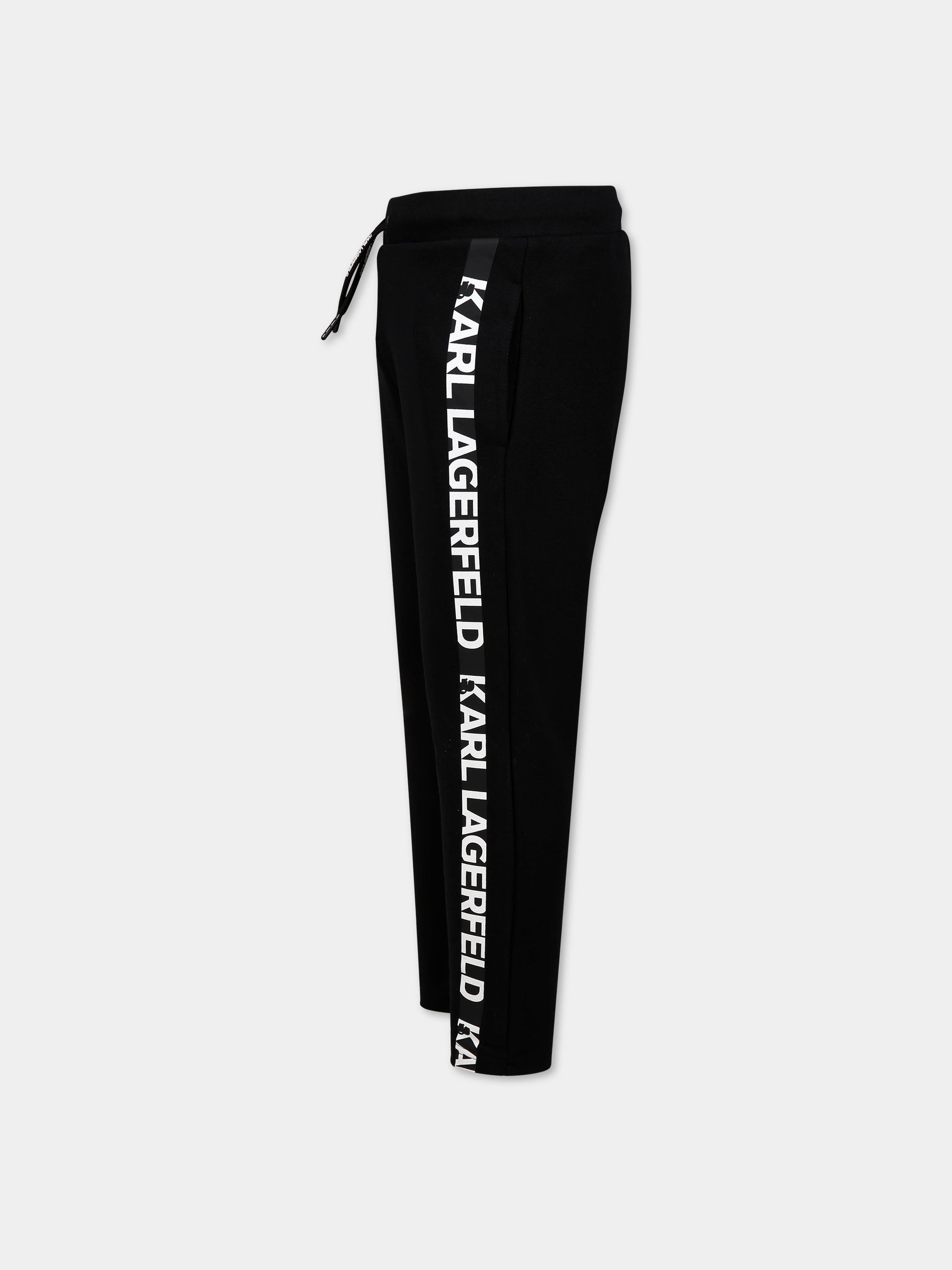 Pantaloni nero per bambino con logo,Karl Lagerfeld Kids,Z24156 09B