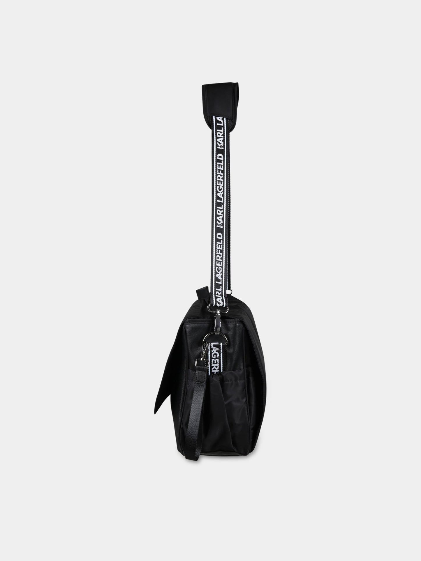 Borsa-mamma nera per neonata con Karl e Choupette,Karl Lagerfeld Kids,Z90045 09B