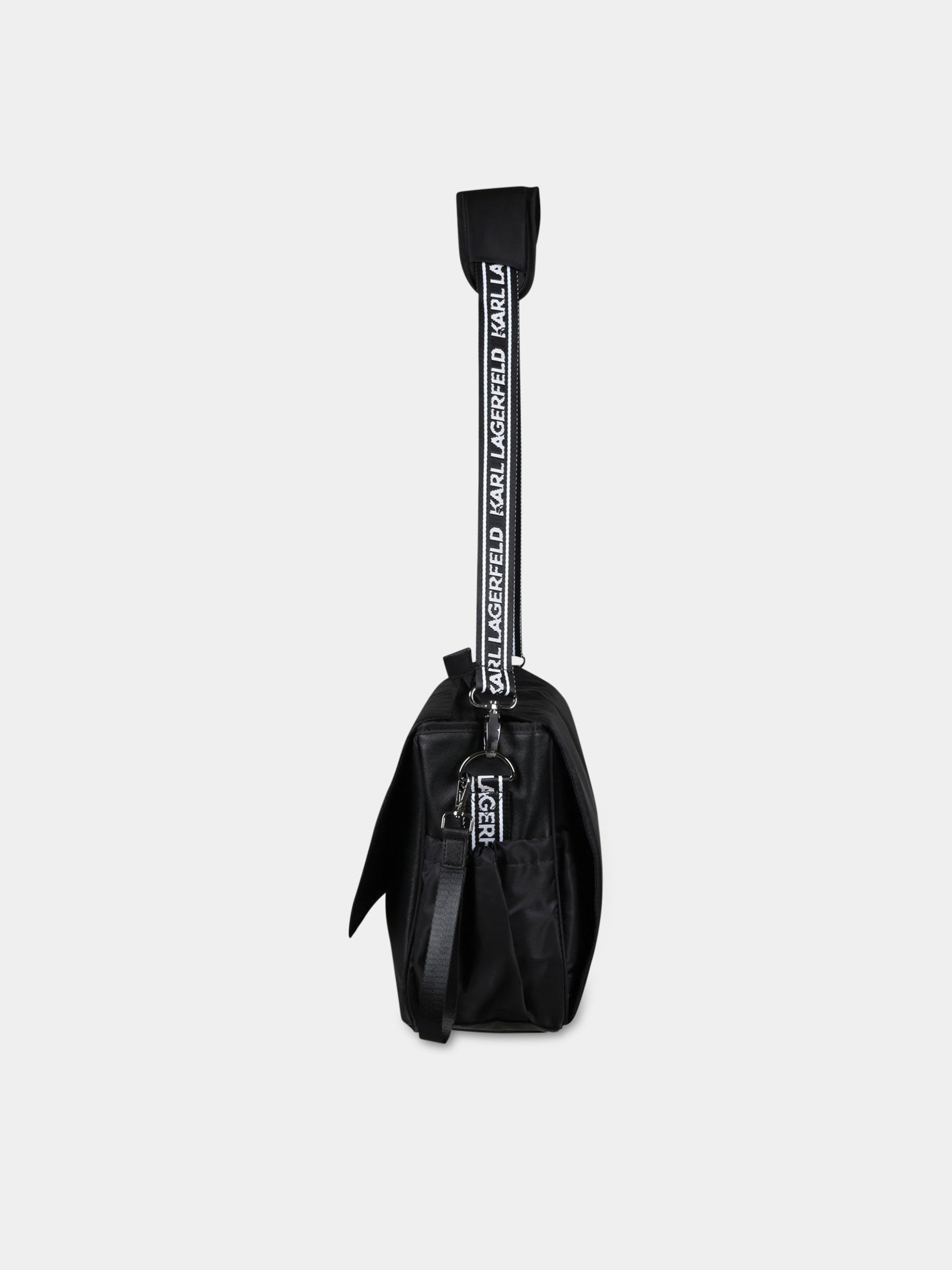 Borsa-mamma nera per neonata con Karl e Choupette,Karl Lagerfeld Kids,Z90045 09B
