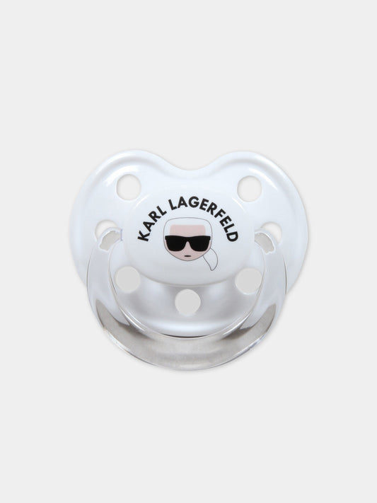 Ciuccio bianco per neonati con logo,Karl Lagerfeld Kids,Z90058 10P