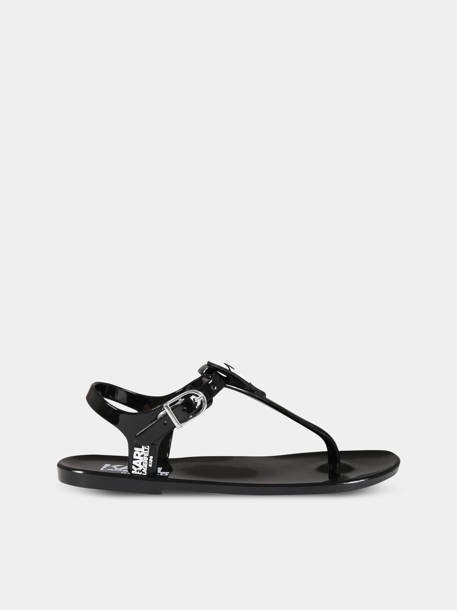 Sandalo nero per bambina con patch e logo,Karl Lagerfeld Kids,Z19098 09B