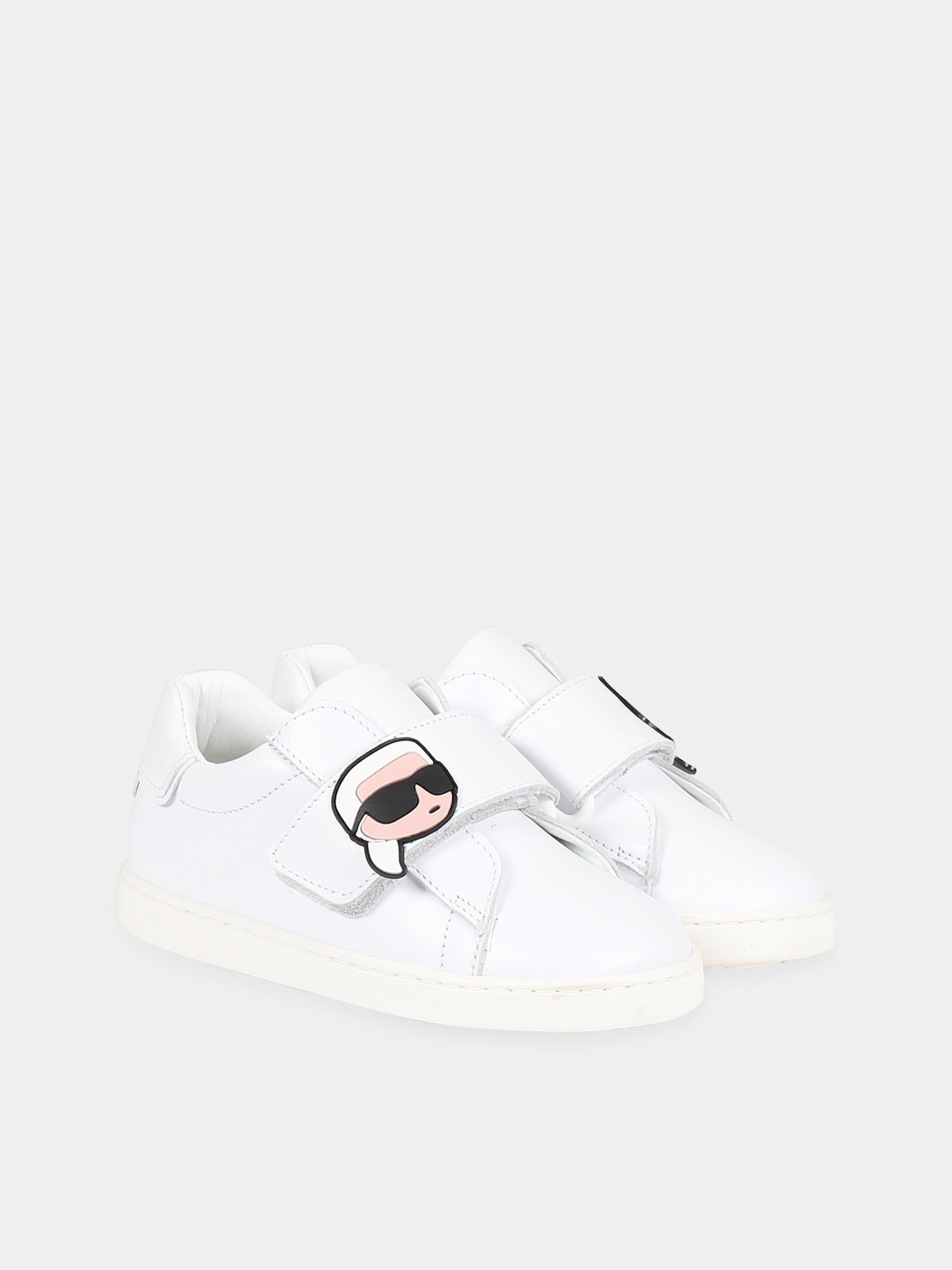 Sneakers bianco per neonato con patch  Karl Lagerfeld e logo,Karl Lagerfeld Kids,Z09005 10B