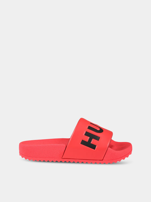 Sandalo rosso per bambino con logo,Hugo,G29000 990