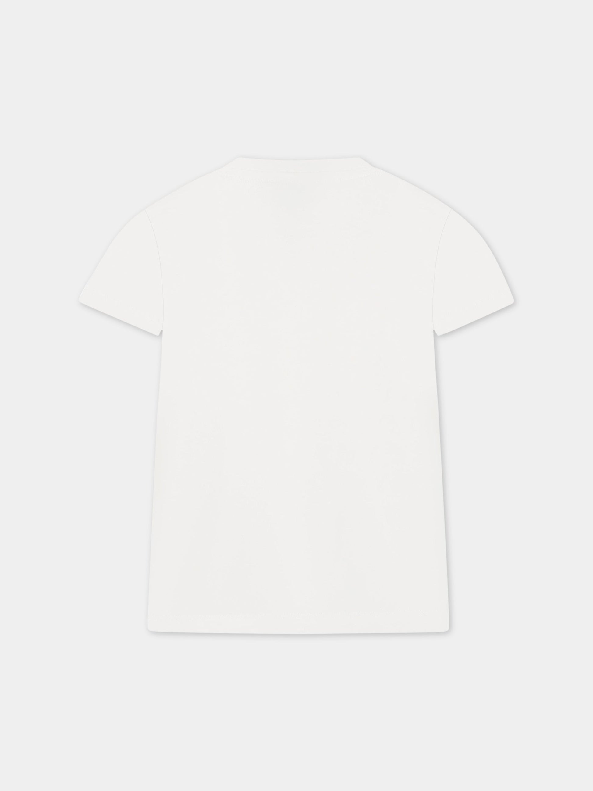 T-shirt bianco per bambina con stampa,Le Petit Coco,LFTS042 JE138 0022