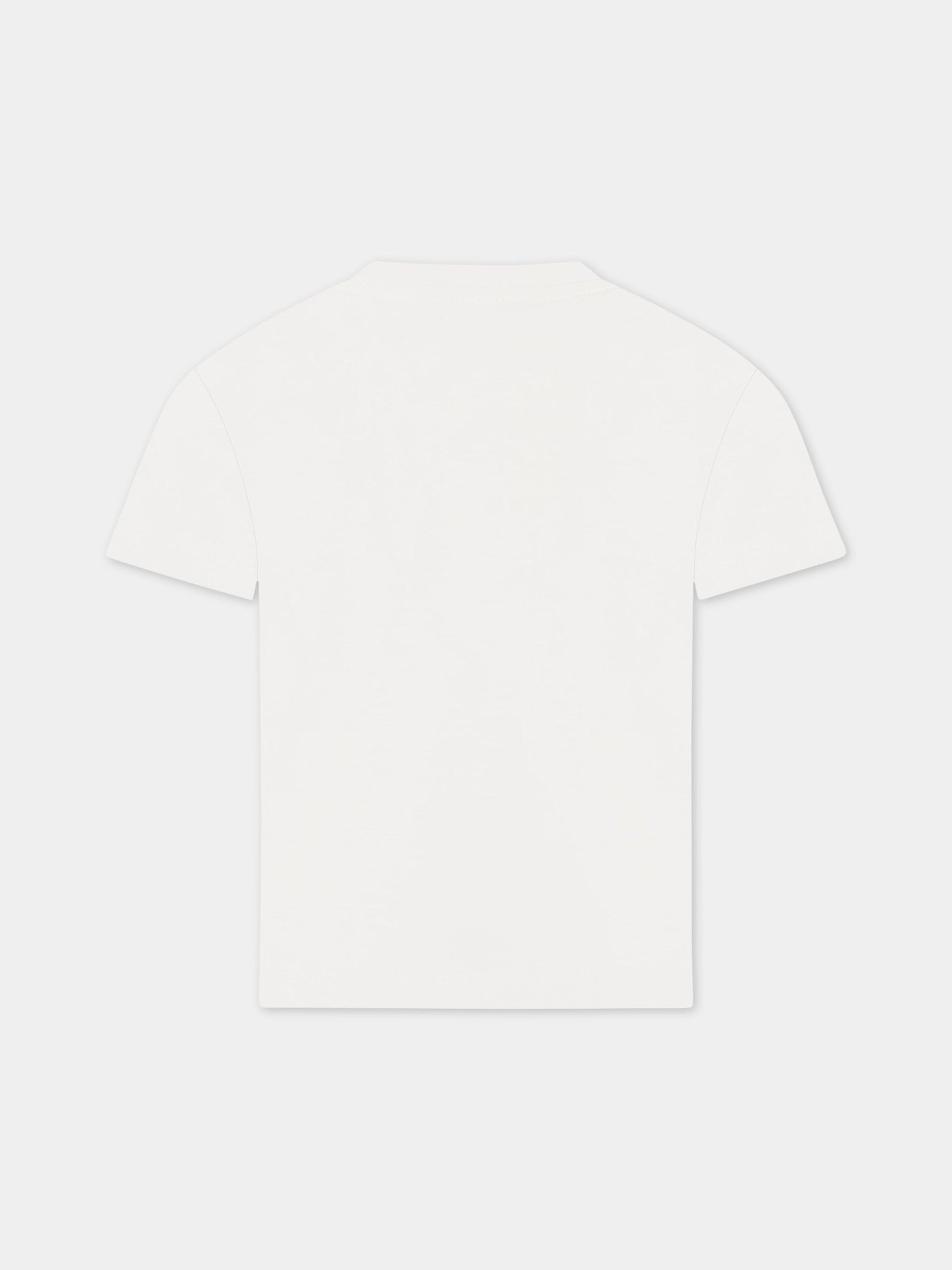 T-shirt bianco per bambino con stampa,Le Petit Coco,LMTS034 JE138 0005