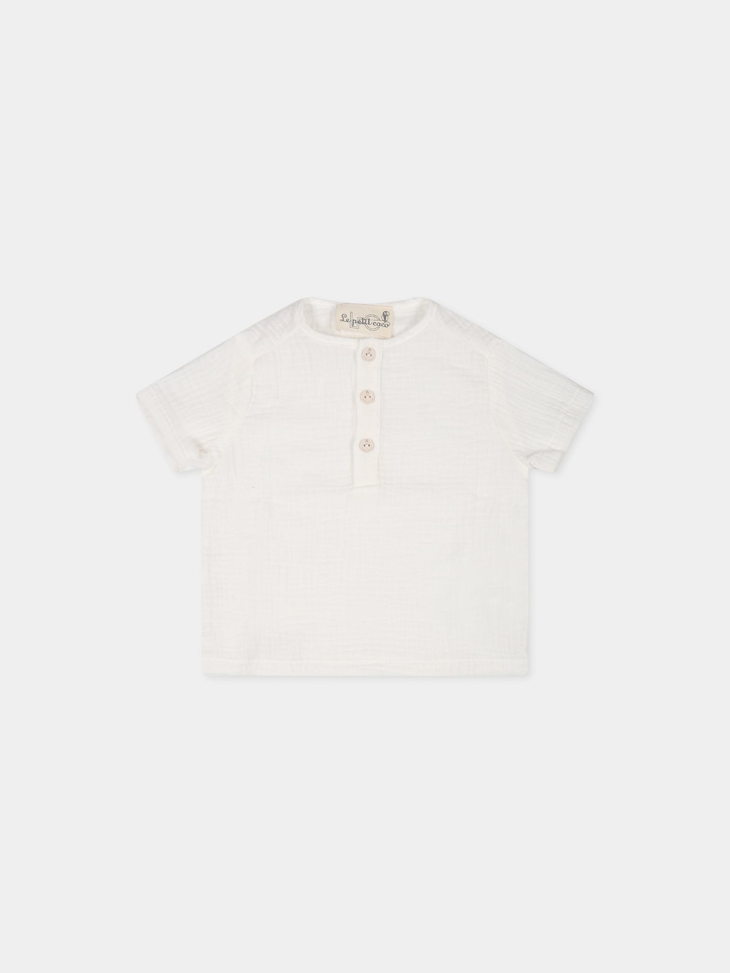 T-shirt bianca per neonato,Le Petit Coco,LBCA012 GA84 0000
