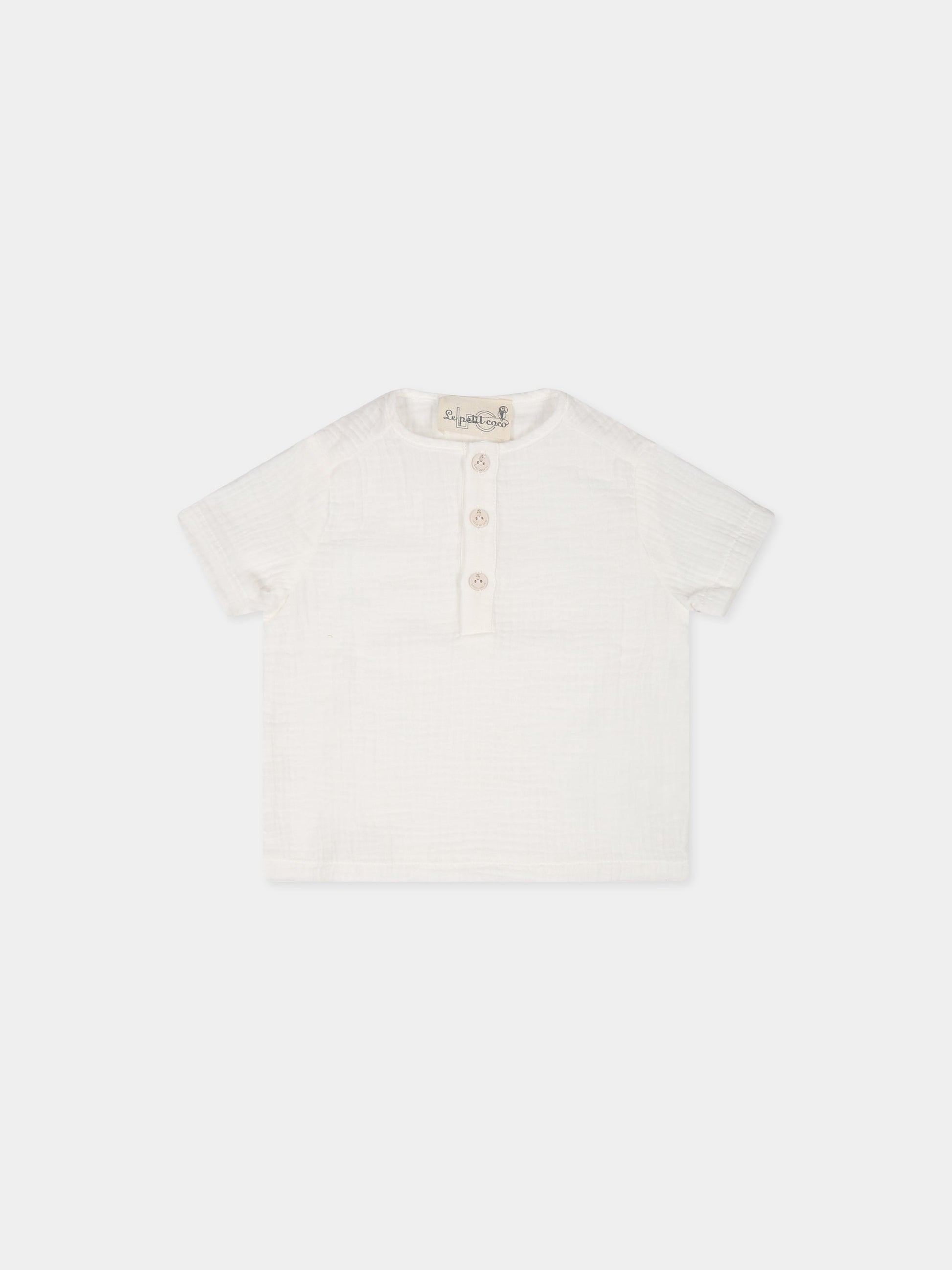 T-shirt bianca per neonato,Le Petit Coco,LBCA012 GA84 0000