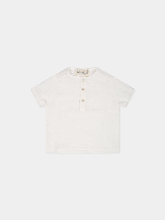 T-shirt bianca per neonato,Le Petit Coco,LBCA012 GA84 0000