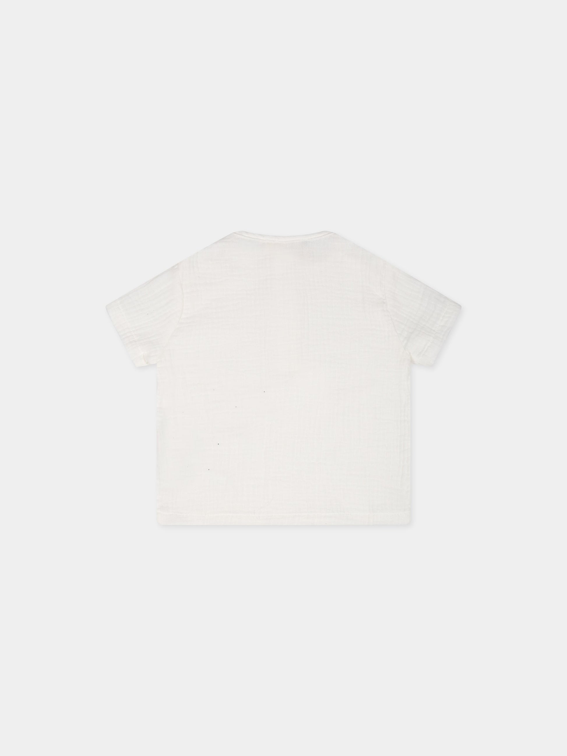 T-shirt bianca per neonato,Le Petit Coco,LBCA012 GA84 0000