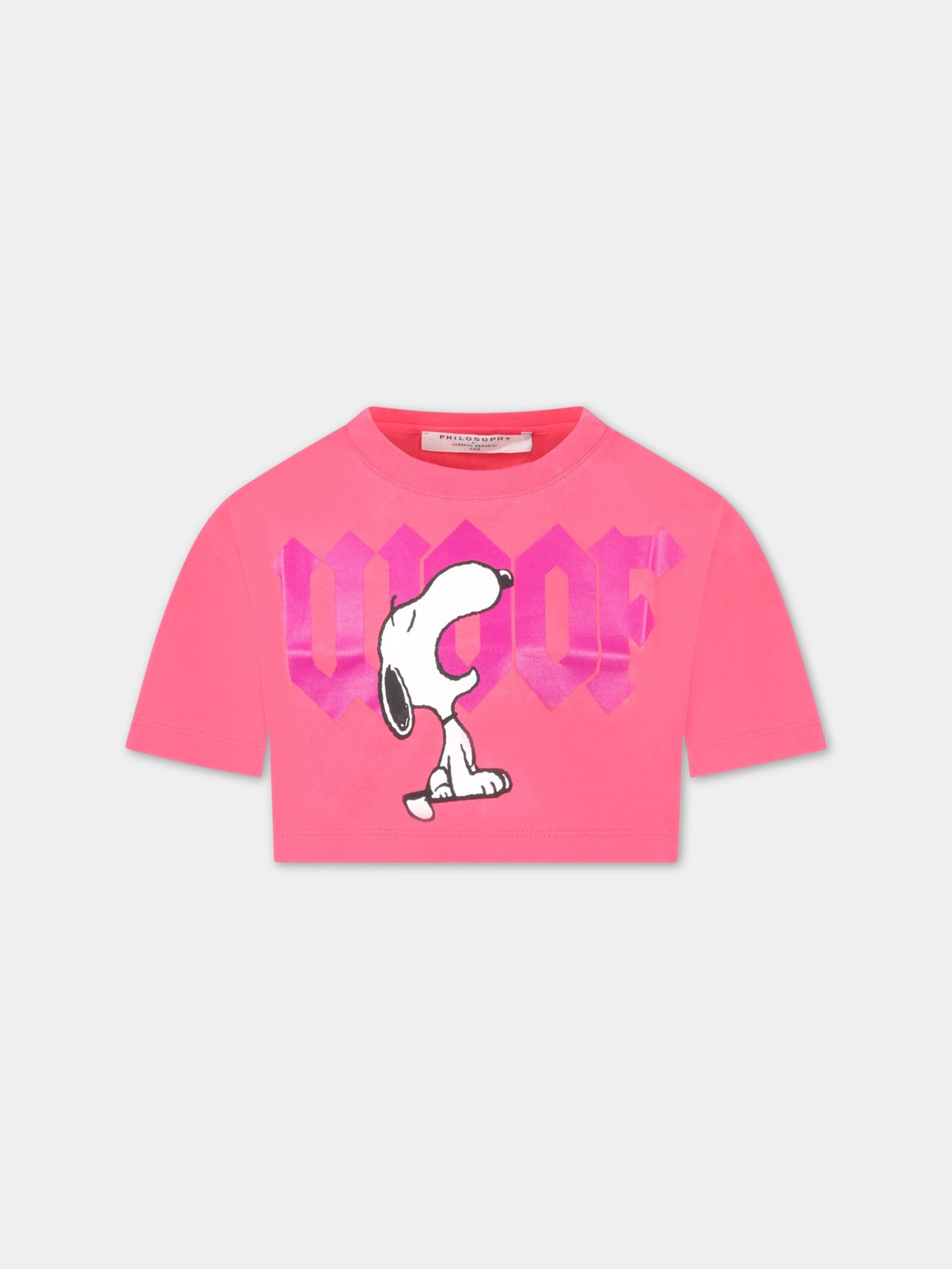 T-shirt rosa per bambina con dettaglio logo,Philosophy,PJTS136 JE138 3025