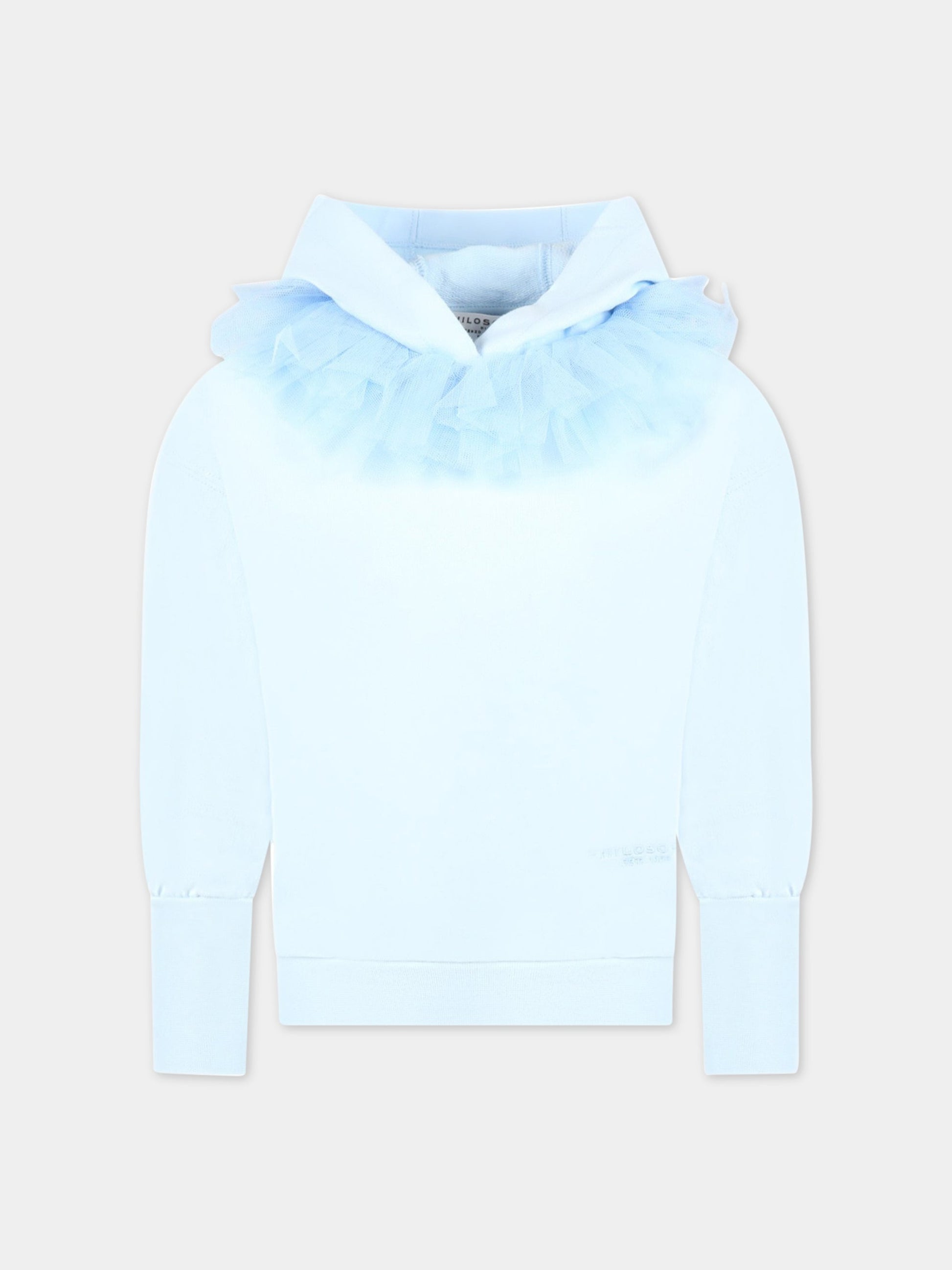 Felpa celeste con cappuccio per bambina,Philosophy,PJFE120 FE144 9012
