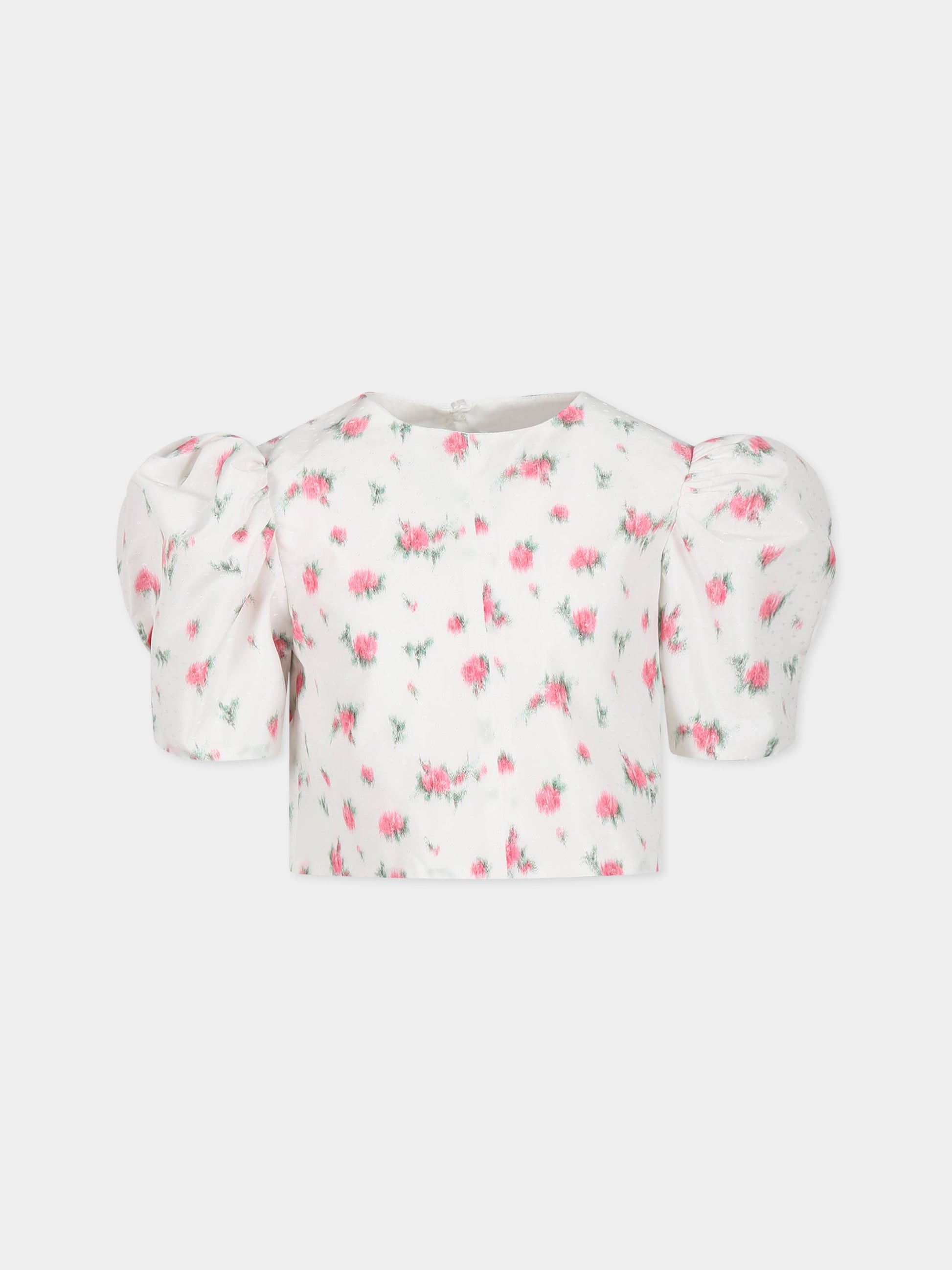 Camicia bianca per bambina con fiori,Philosophy,PJCA132 TF37 0010
