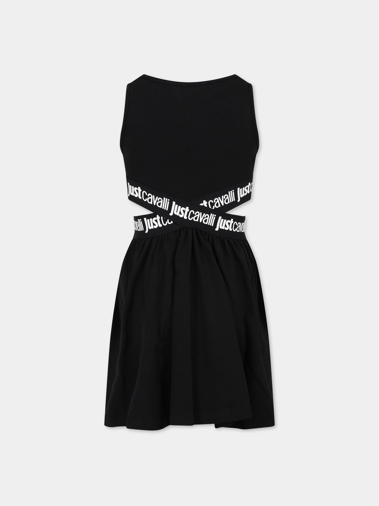 Vestito nero per bambina con logo,Just Cavalli,JFAB004 JE95 N004