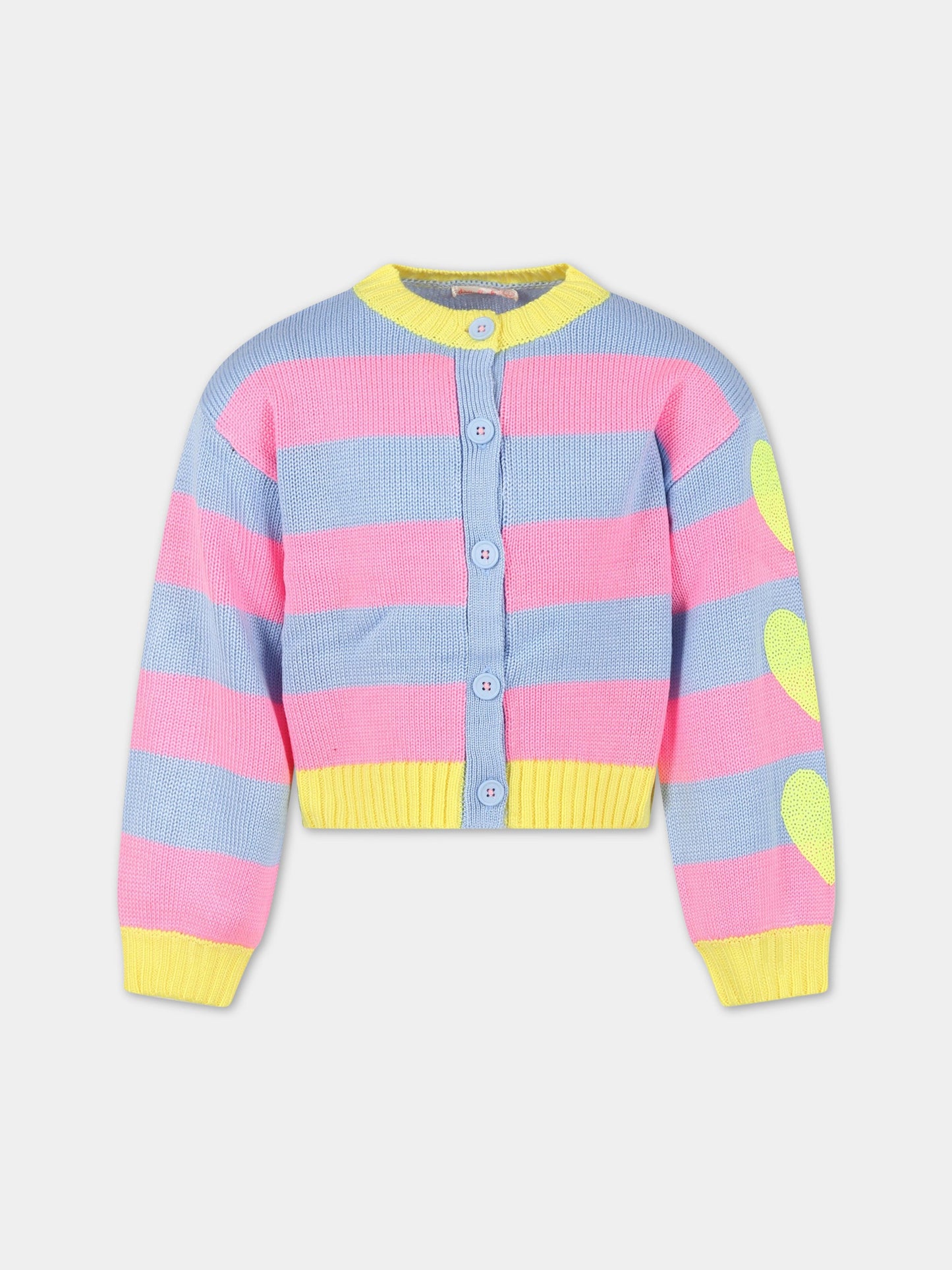 Cardigan multicolor per bambina con cuori,Billieblush,U15B39 798