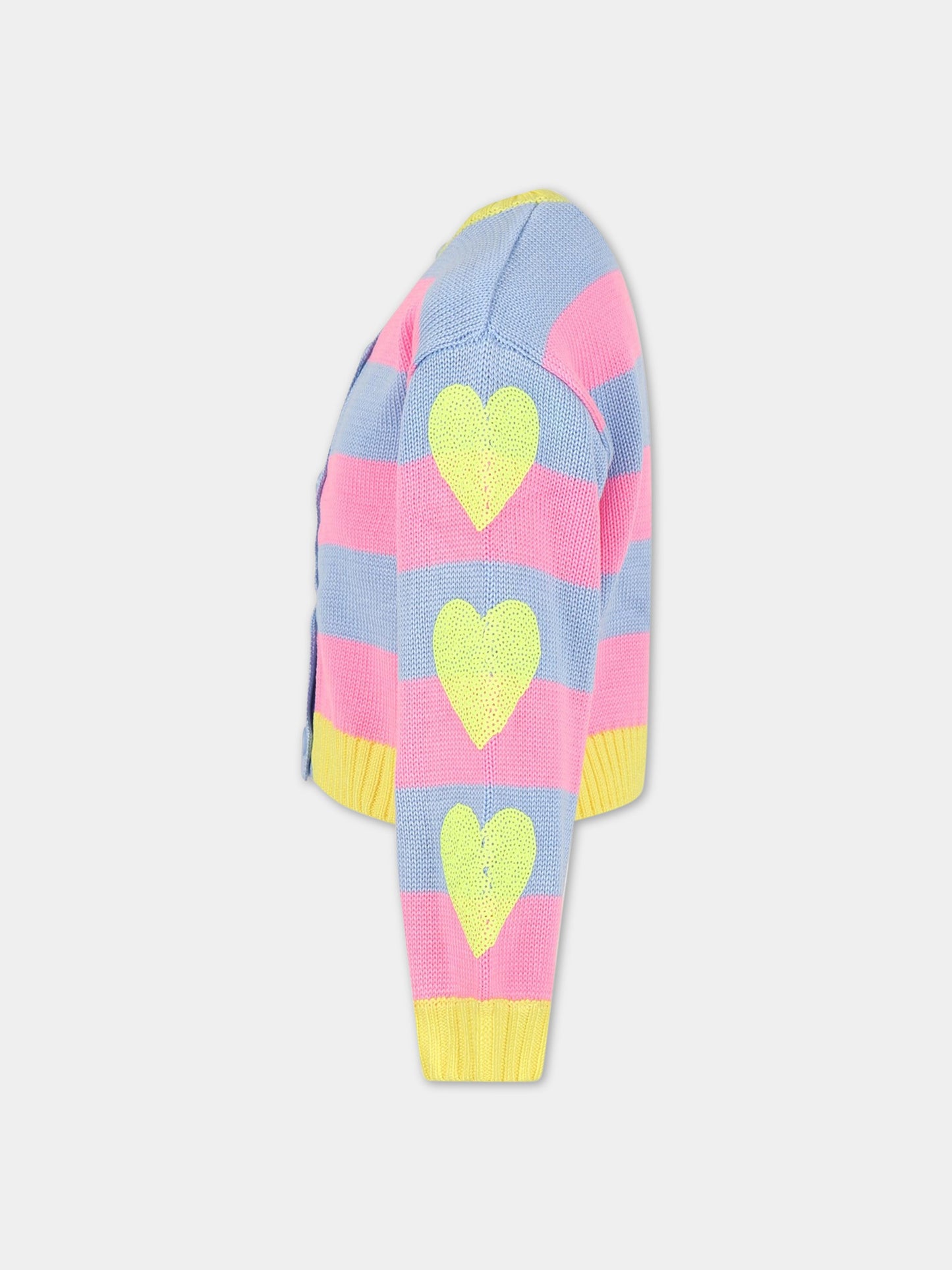 Cardigan multicolor per bambina con cuori,Billieblush,U15B39 798