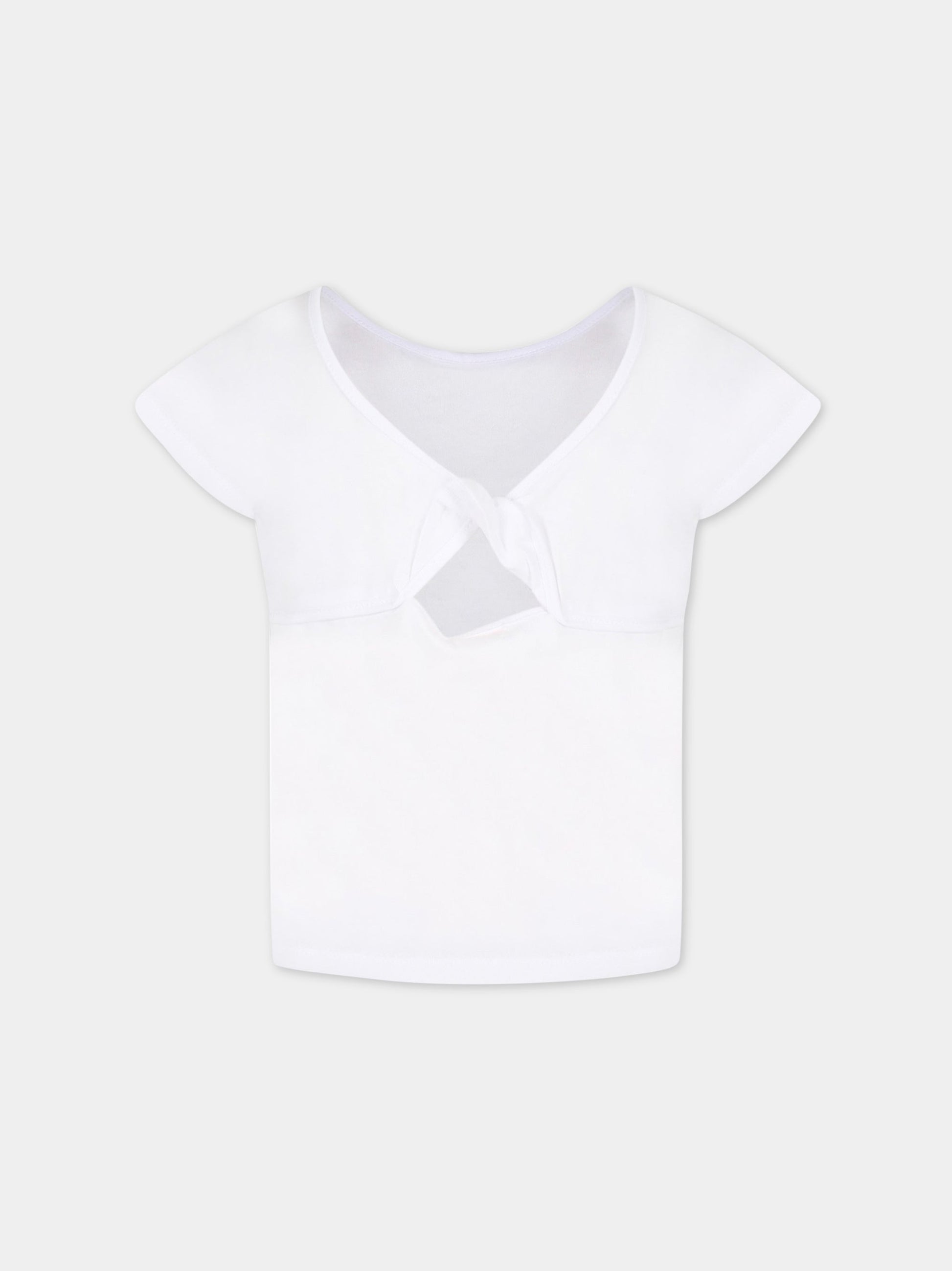 T-shirt bianca per bambina con farfalle,Billieblush,U15B24 10P