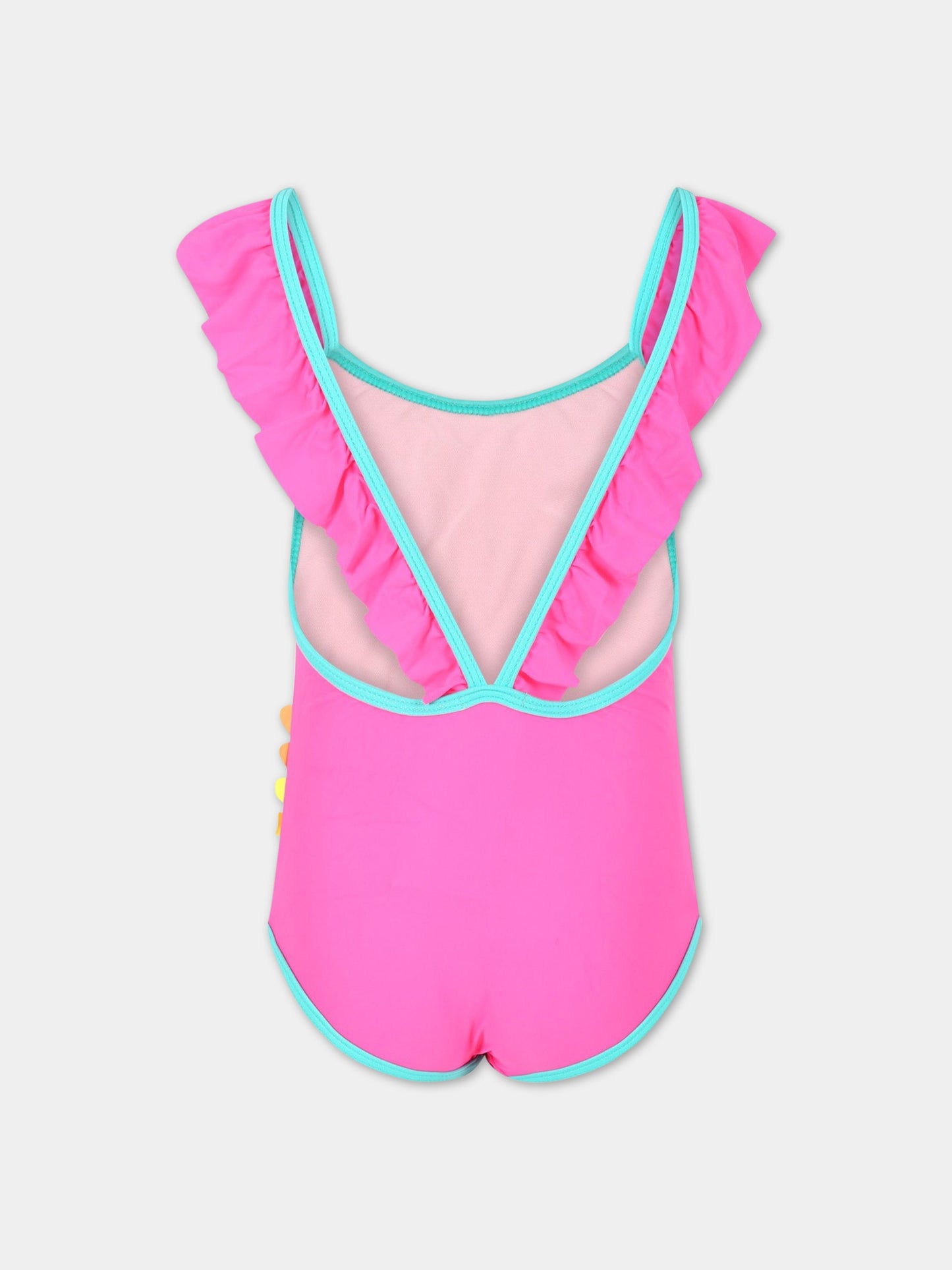 Costume fucsia intero per bambina con cuori,Billieblush,U10507 47A