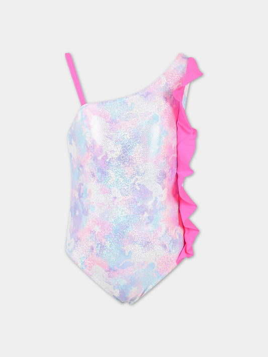 Costume multicolor intero da bambina con unicorni,Billieblush,U10502 Z41